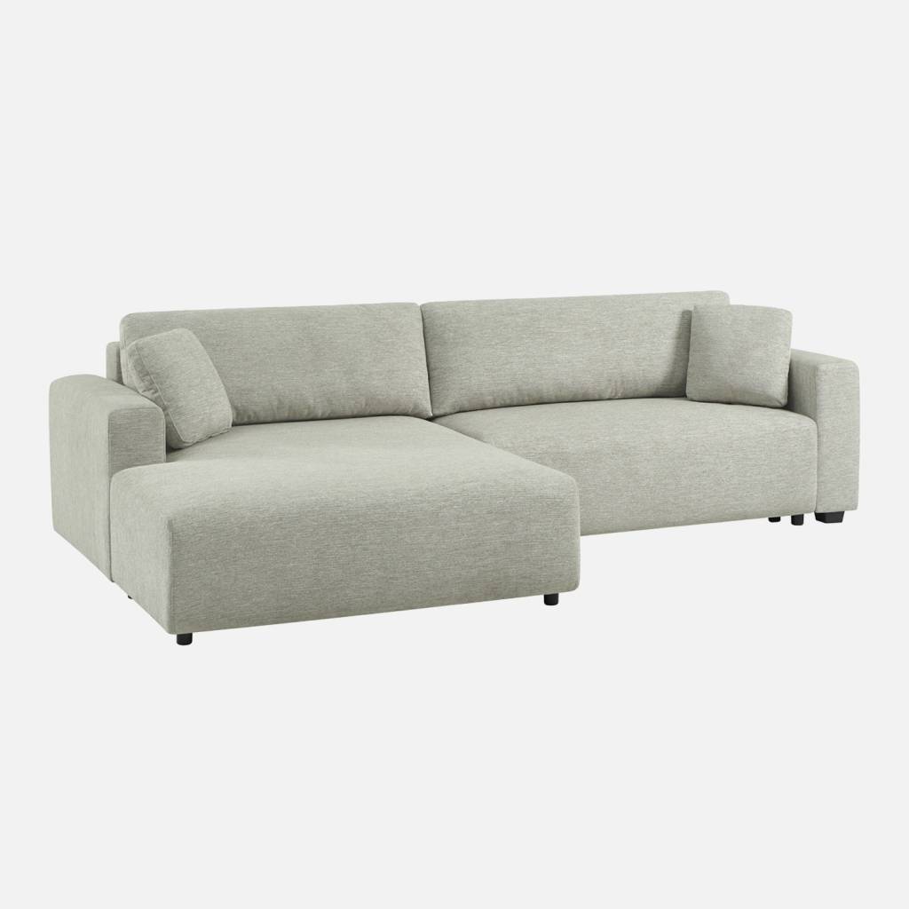 Canapé d'angle gauche convertible 3 places tissu gris clair