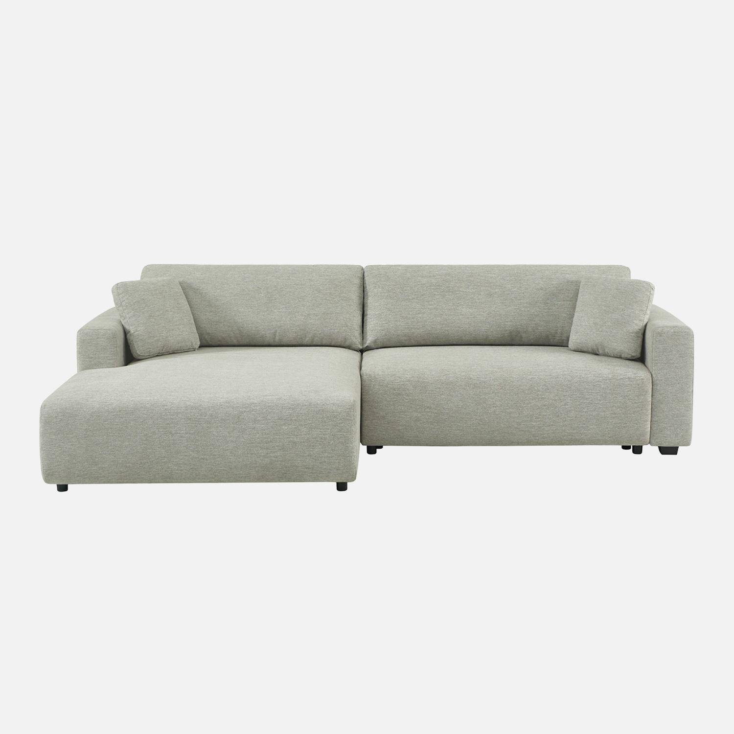Canapé d'angle gauche convertible 3 places tissu avec coffre gris clair - Wide Photo3