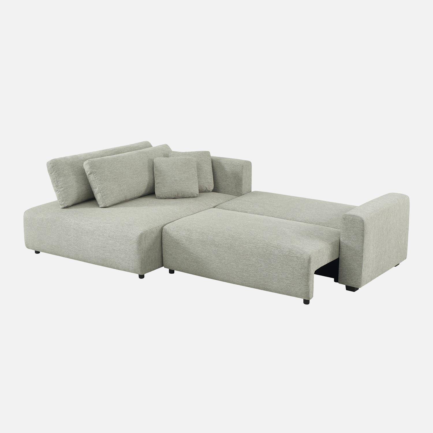 Canapé d'angle gauche convertible 3 places tissu avec coffre gris clair - Wide Photo4