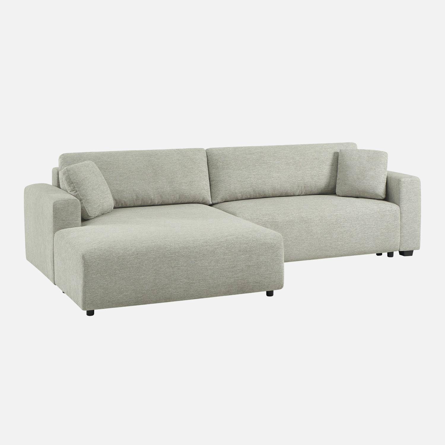 Canapé d'angle gauche convertible 3 places tissu avec coffre gris clair - Wide Photo2