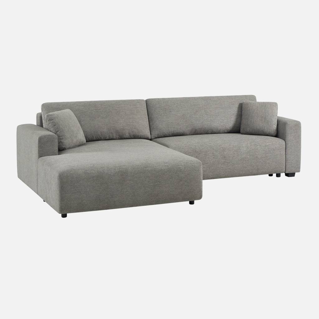 Canapé d'angle gauche convertible 3 places tissu gris foncé