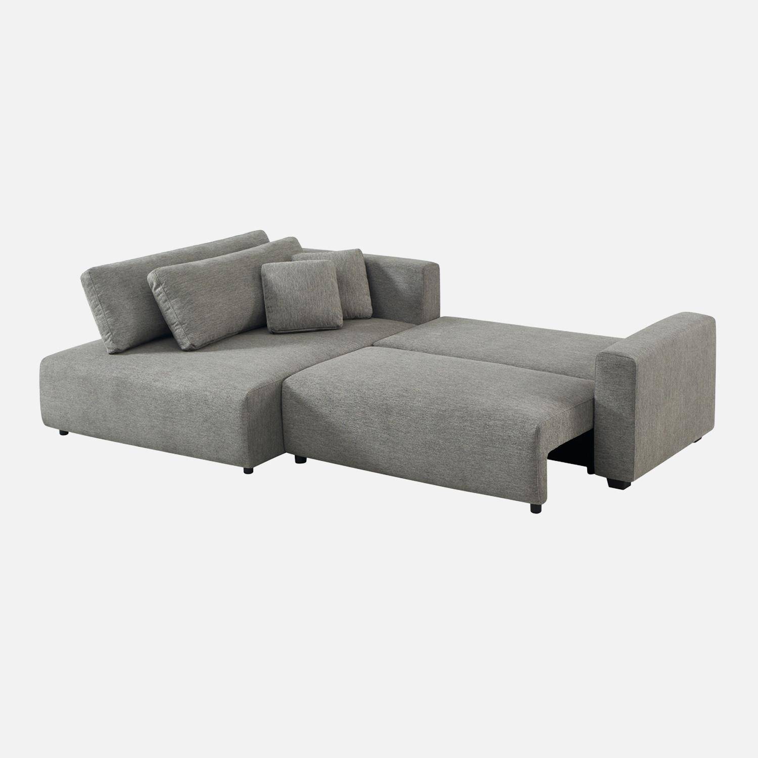 Canapé d'angle gauche convertible 3 places tissu avec coffre gris foncé - Wide Photo4