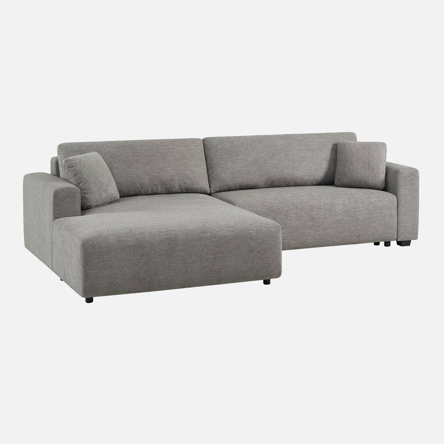Canapé d'angle gauche convertible 3 places tissu avec coffre gris foncé - Wide Photo2