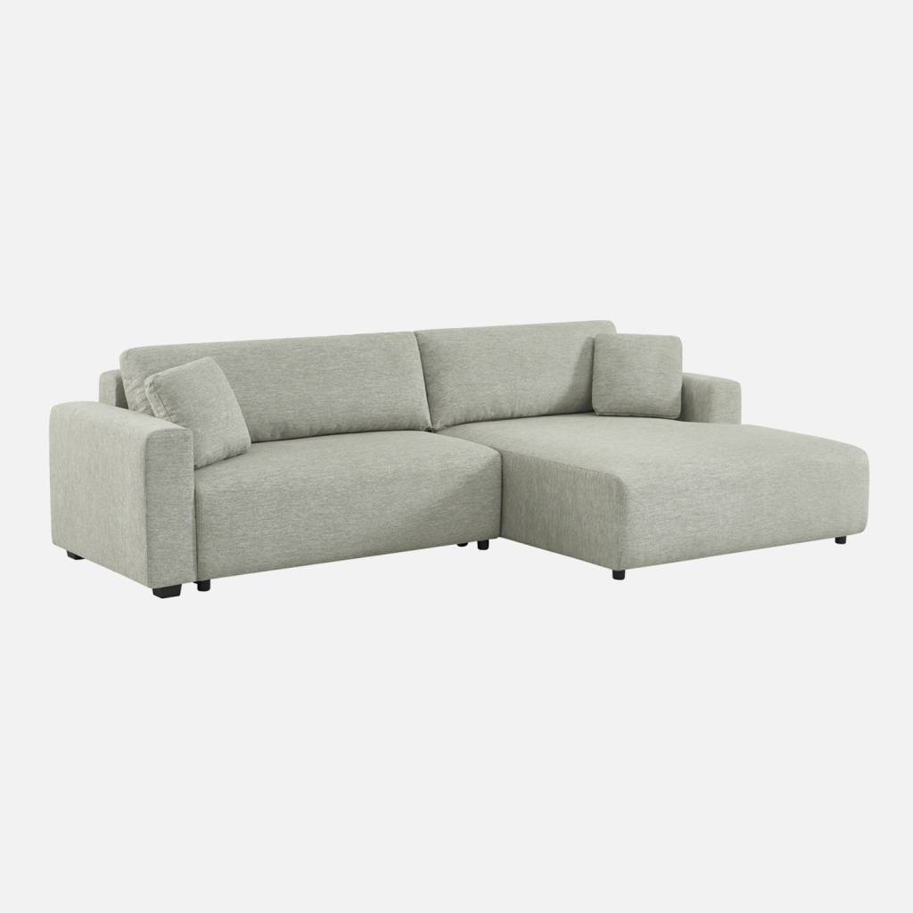 Canapé d'angle droit convertible 3 places tissu gris clair