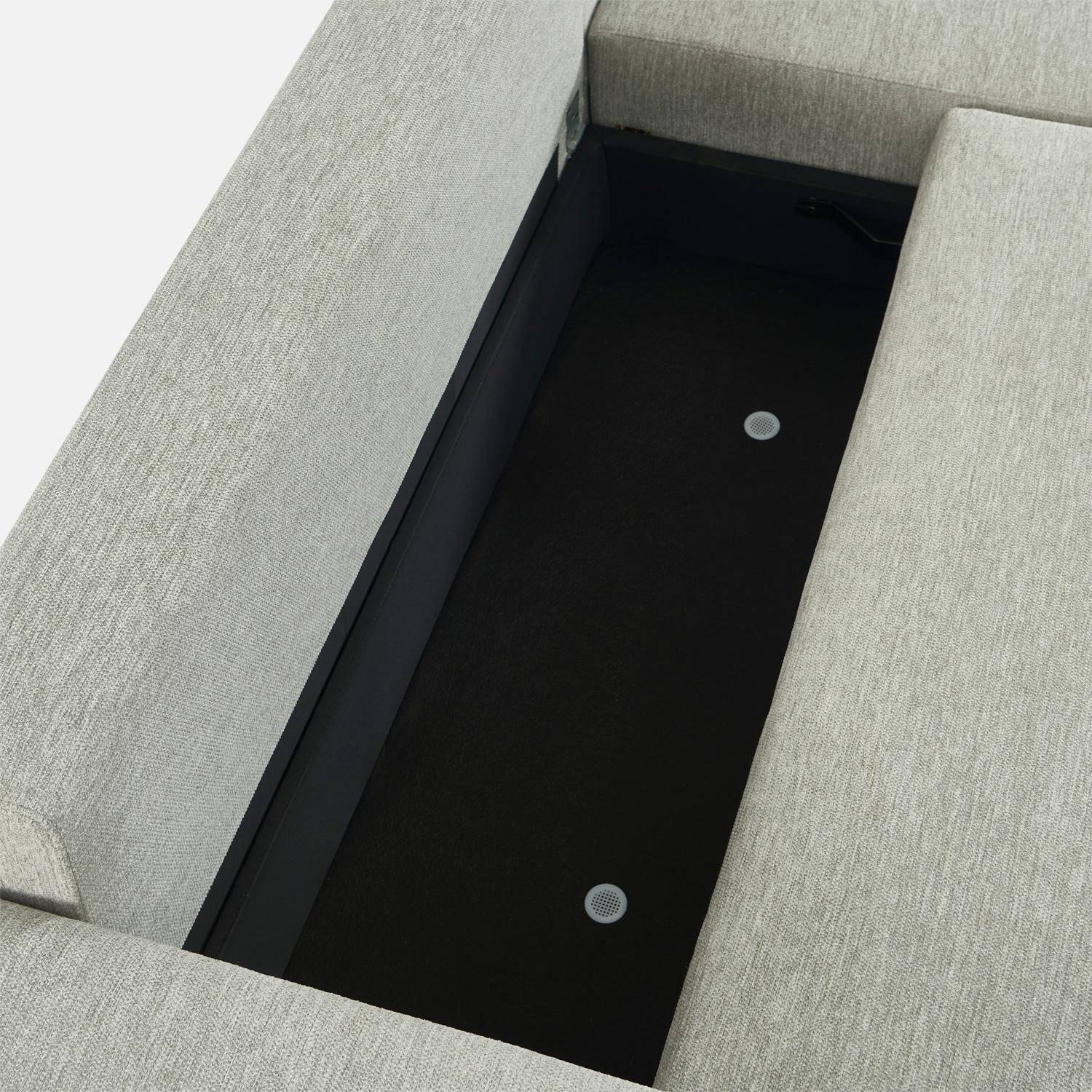 Sofá cama esquinero derecho de tela con baúl, 3 plazas Gris claro - 289x167x83 cm Photo6