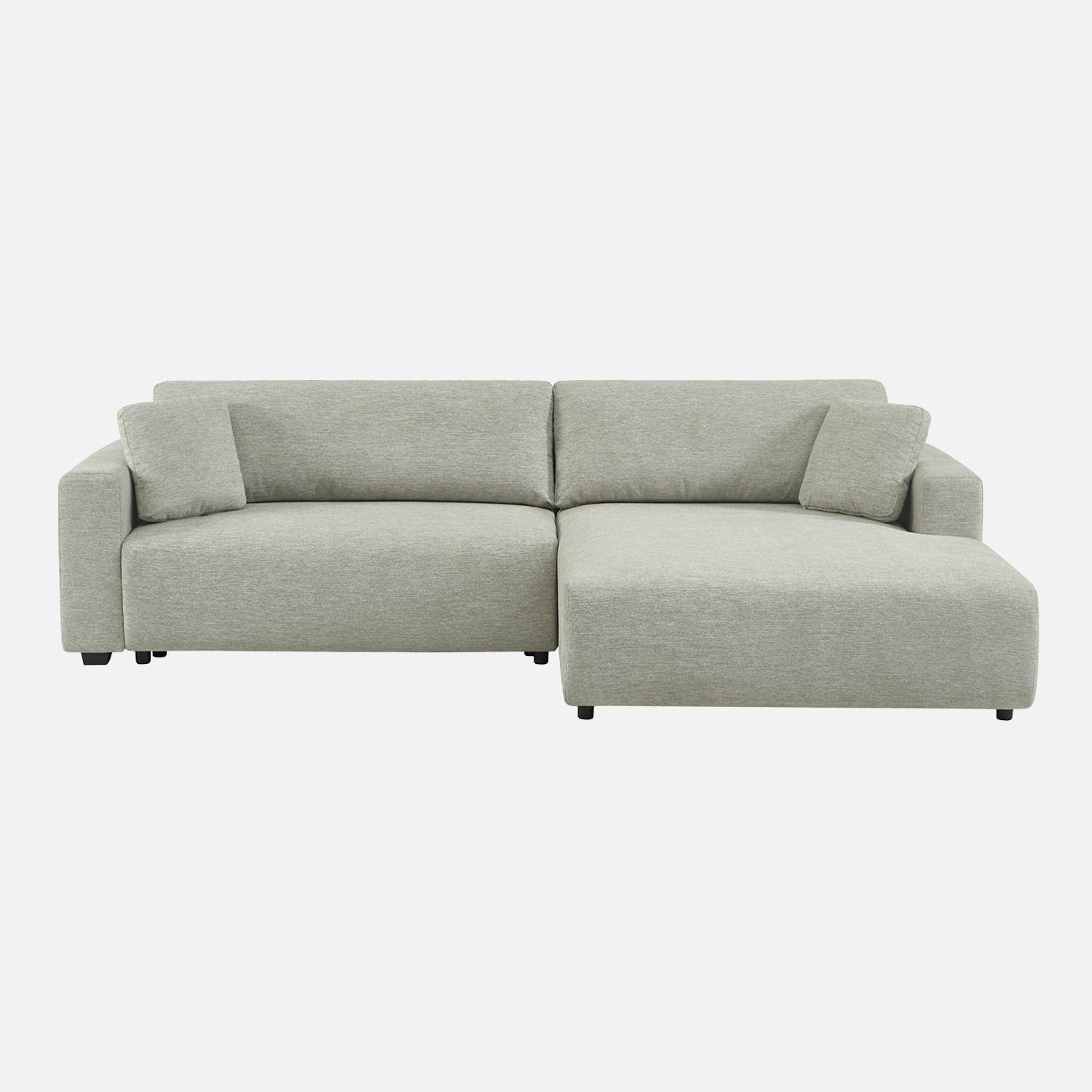 Sofá cama esquinero derecho de tela con baúl, 3 plazas Gris claro - 289x167x83 cm Photo3