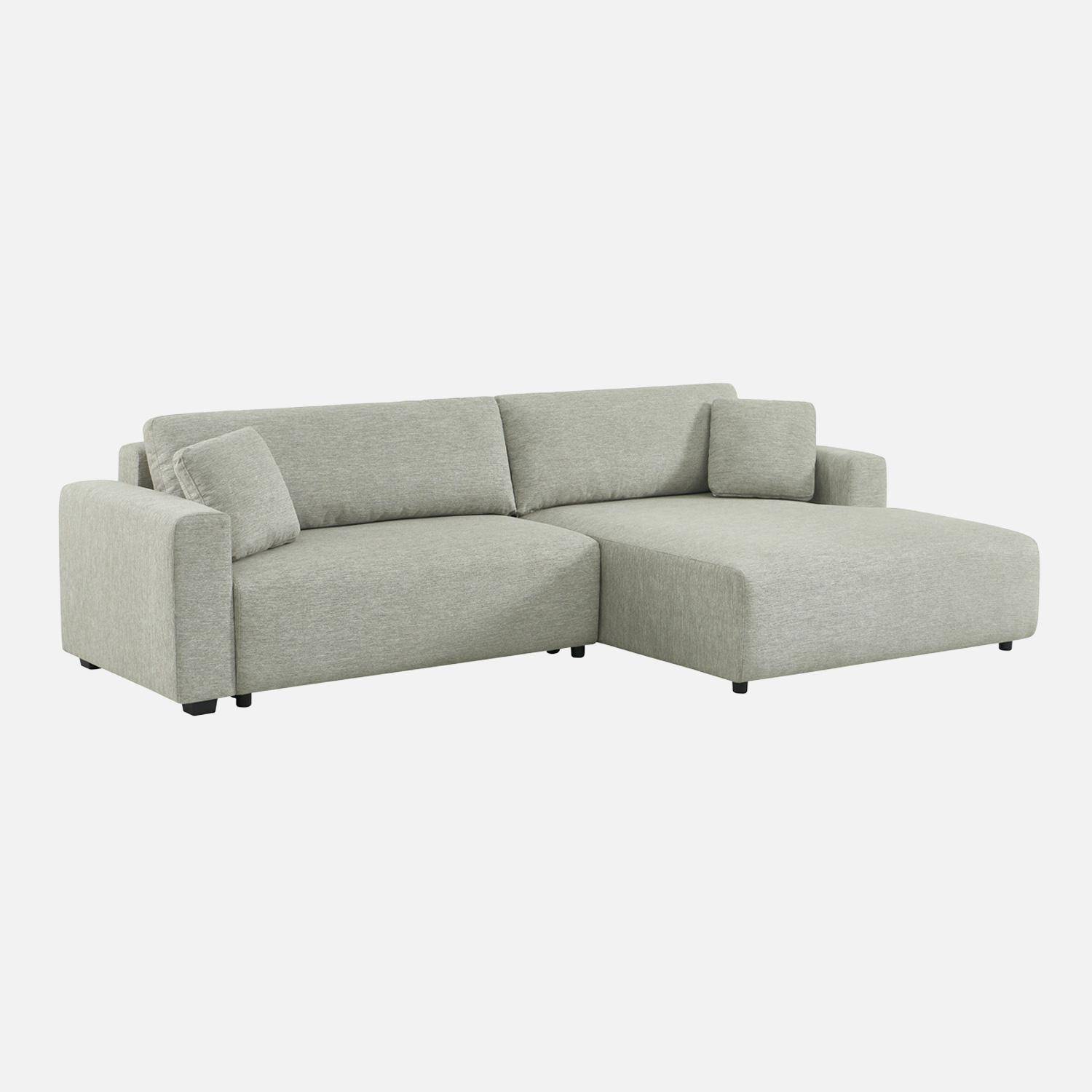 Sofá cama esquinero derecho de tela con baúl, 3 plazas Gris claro - 289x167x83 cm Photo2