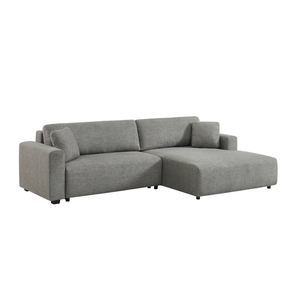 Canapé d'angle droit convertible 3 places tissu gris foncé