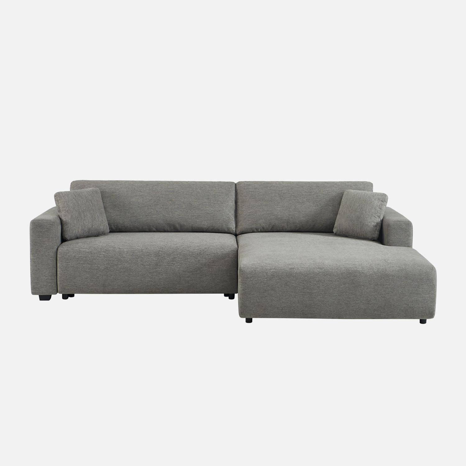 3-Sitzer Ecksofa Recamiere rechts mit Schlaffunktion, Stauraum und Stoffbezug dunkelgrau - Wide Photo3