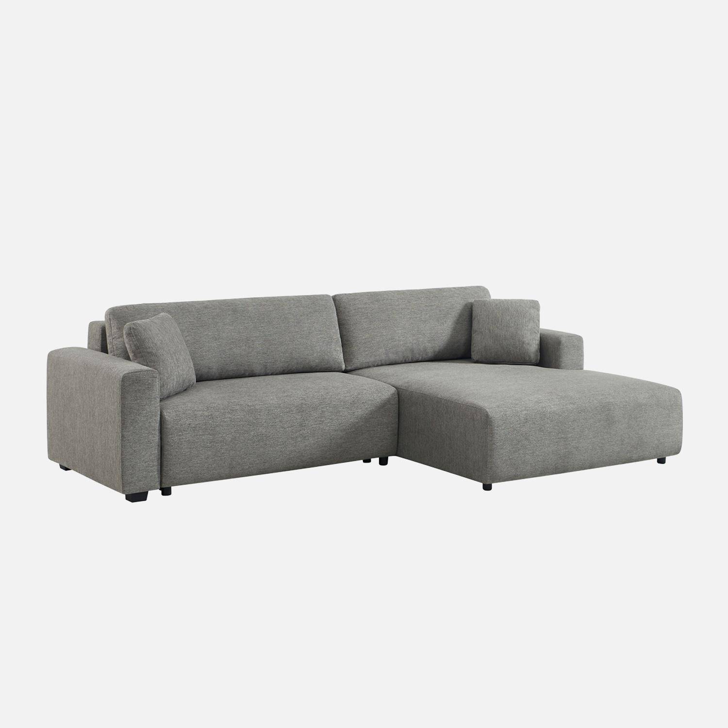 3-Sitzer Ecksofa Recamiere rechts mit Schlaffunktion, Stauraum und Stoffbezug dunkelgrau - Wide Photo2