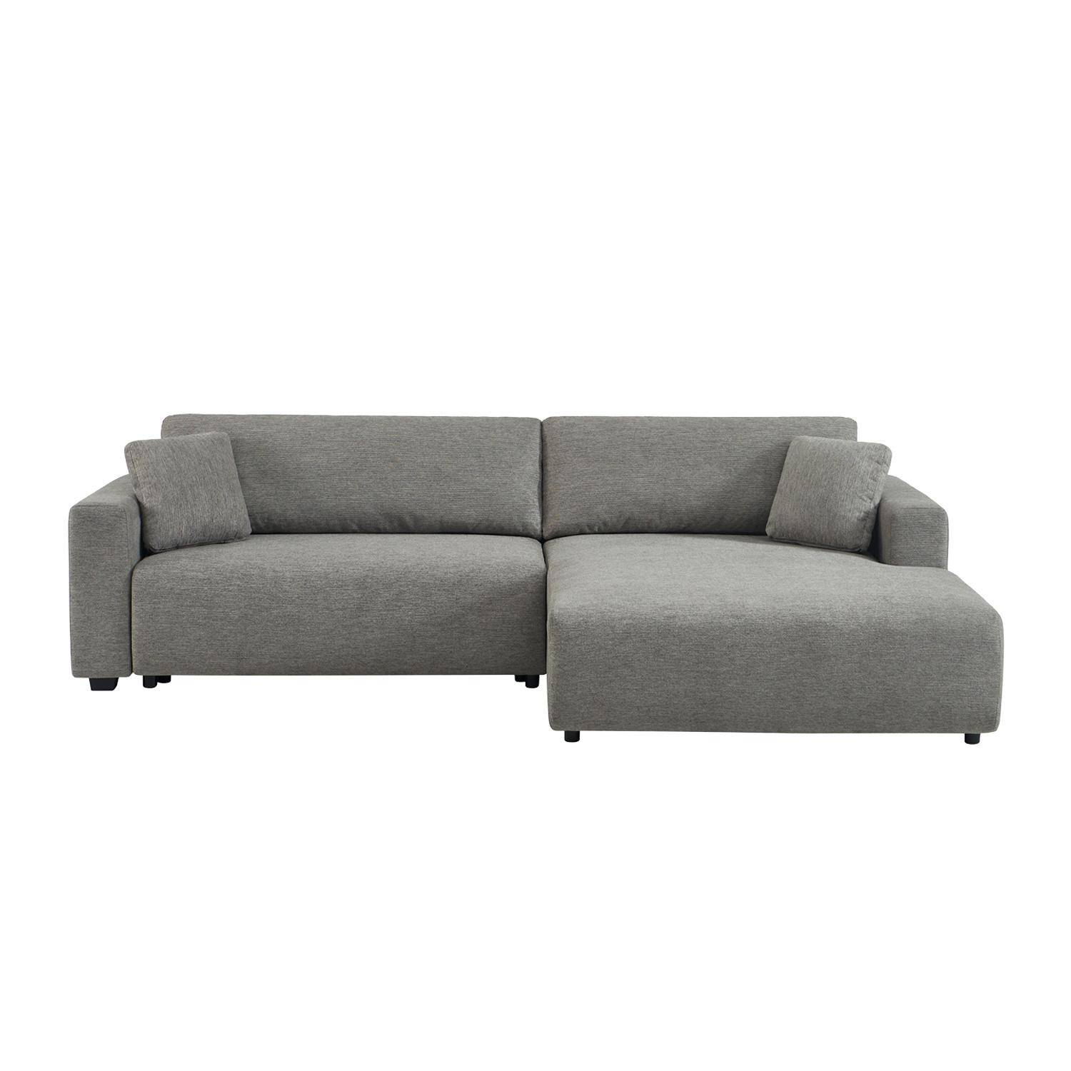 Canapé d'angle droit convertible 3 places tissu avec coffre gris foncé - Wide Photo3