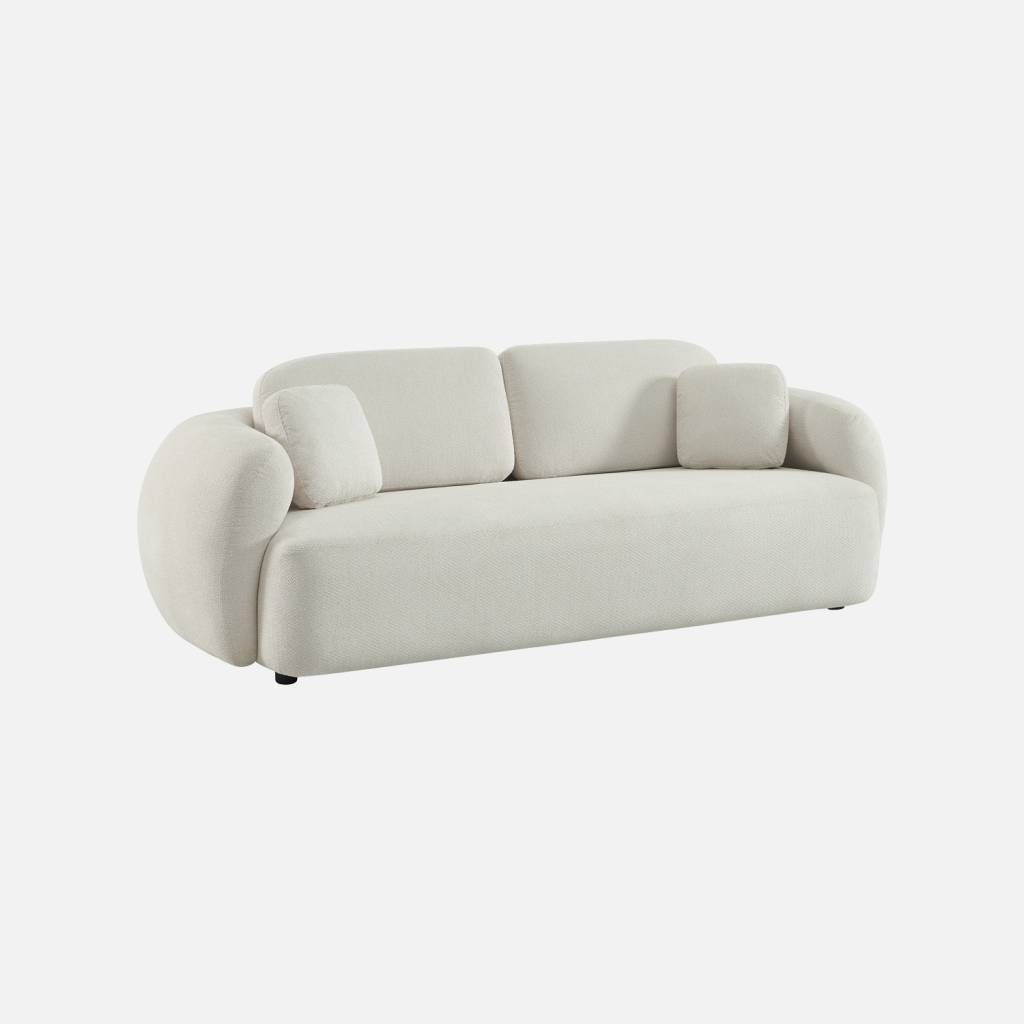 Divano in tessuto chenille, 3 posti, Bianco