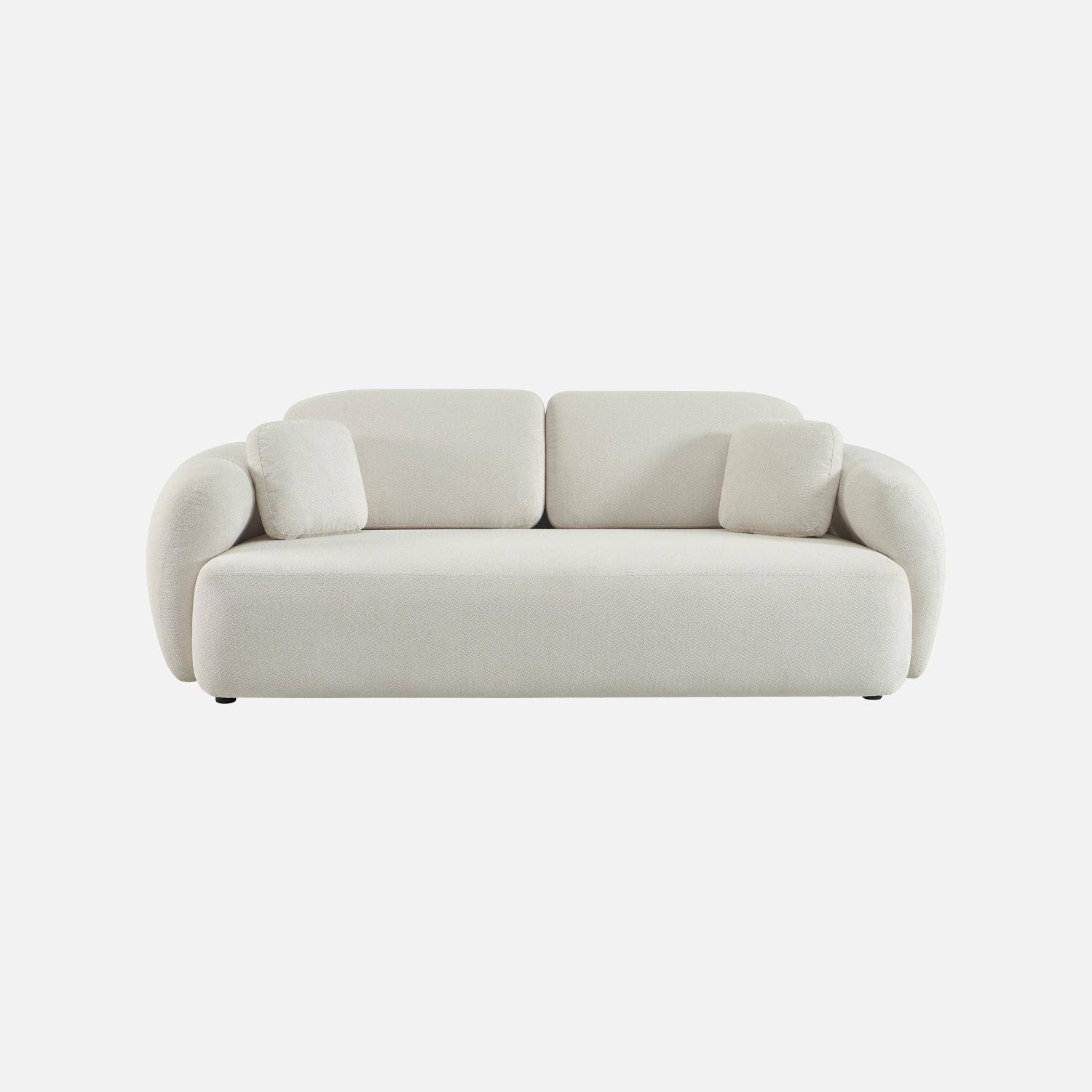 Divano in tessuto chenille, 3 posti Bianco - 230x102x81 cm Photo3