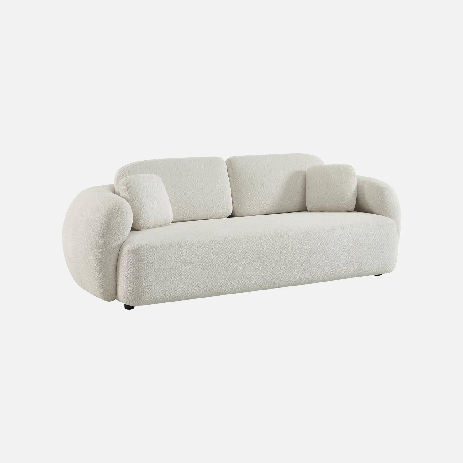 Divano in tessuto chenille, 3 posti Bianco - 230x102x81 cm Photo2