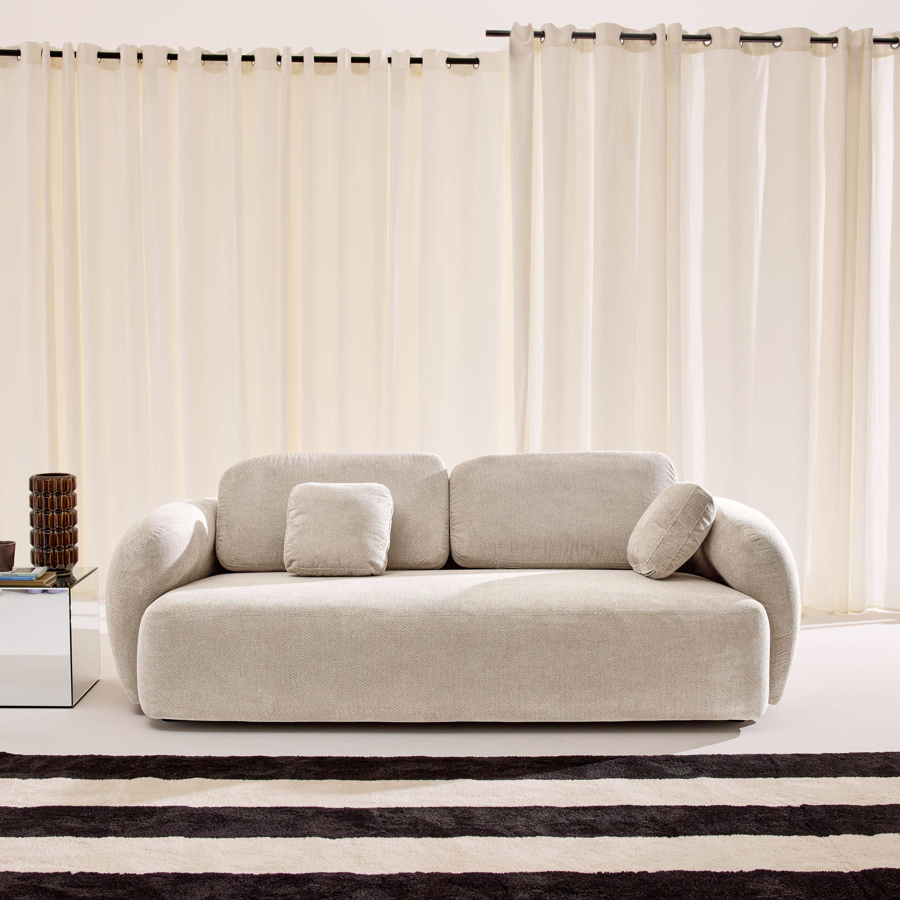 3-zits bank met chenille stof beige - Cloud Photo1