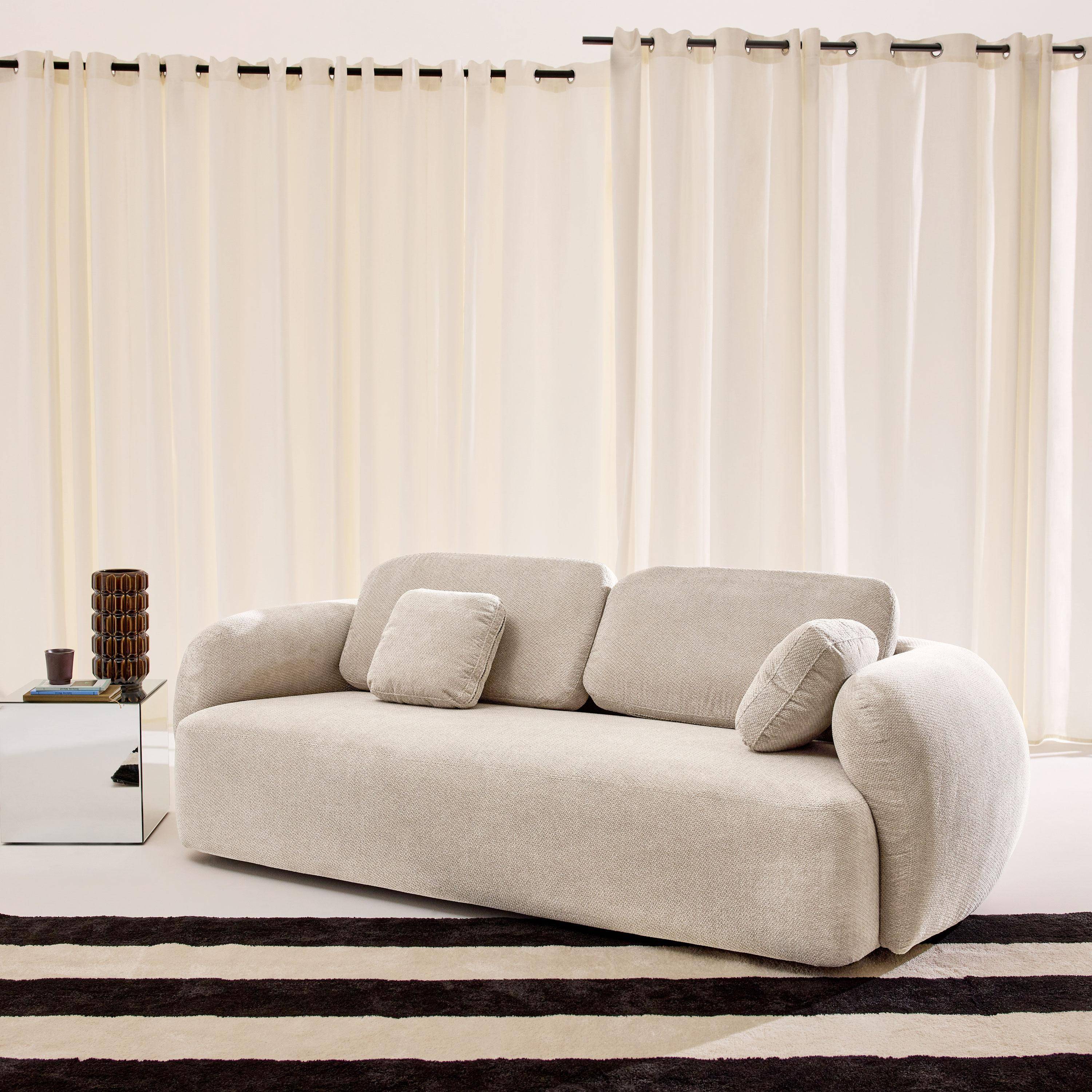 3-zits bank met chenille stof beige - Cloud Photo2