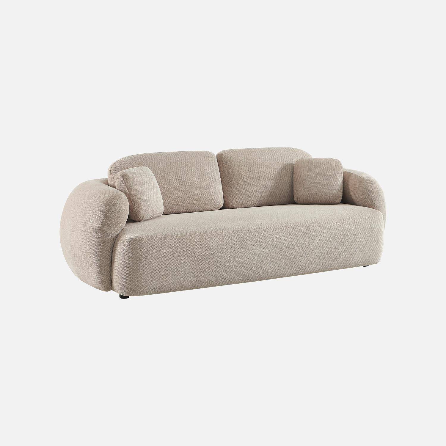 Divano in tessuto chenille, 3 posti Beige - 230x102x81 cm,sweeek,Photo2