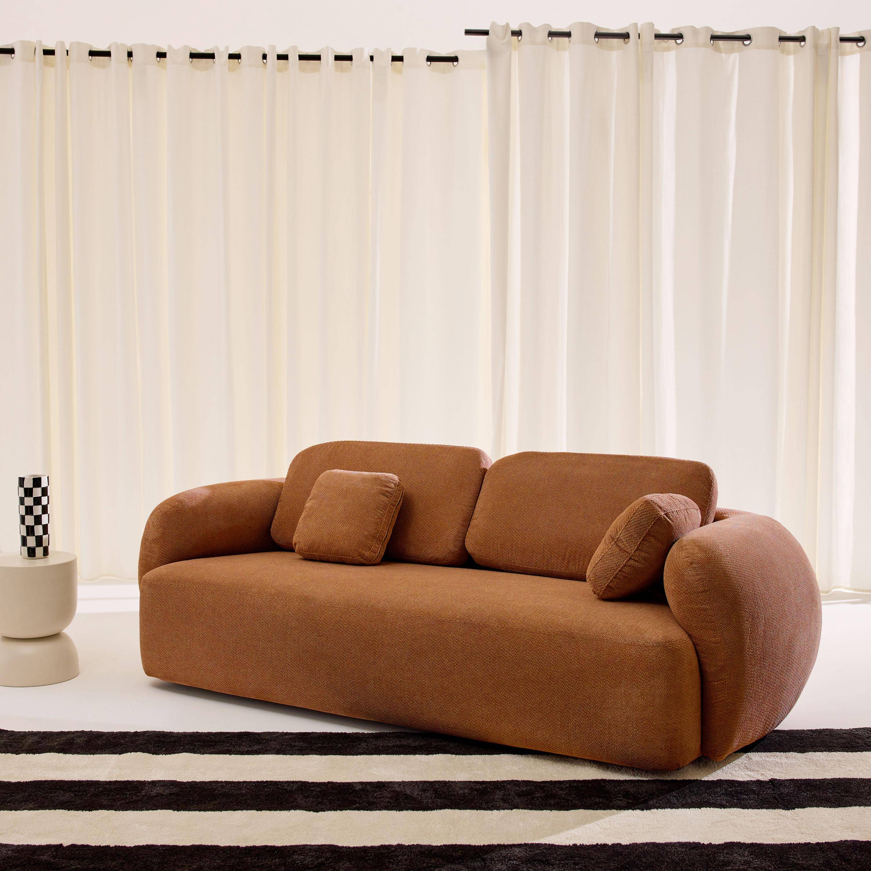 3-zits bank met chenille stof terracotta - Cloud Photo2