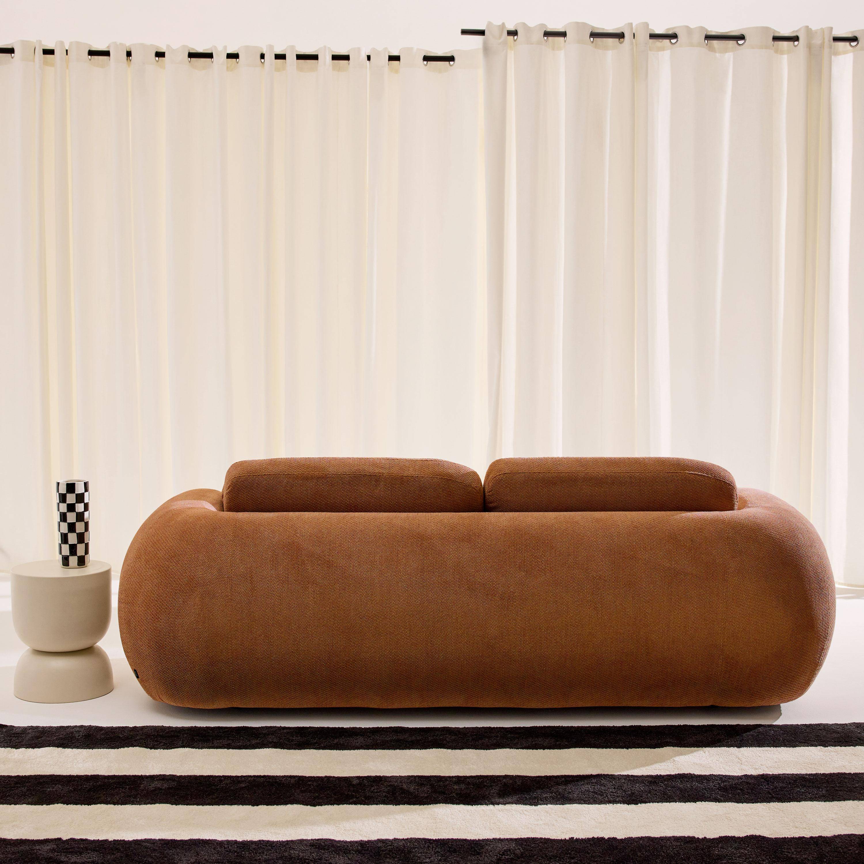 3-zits bank met chenille stof terracotta - Cloud,sweeek,Photo3