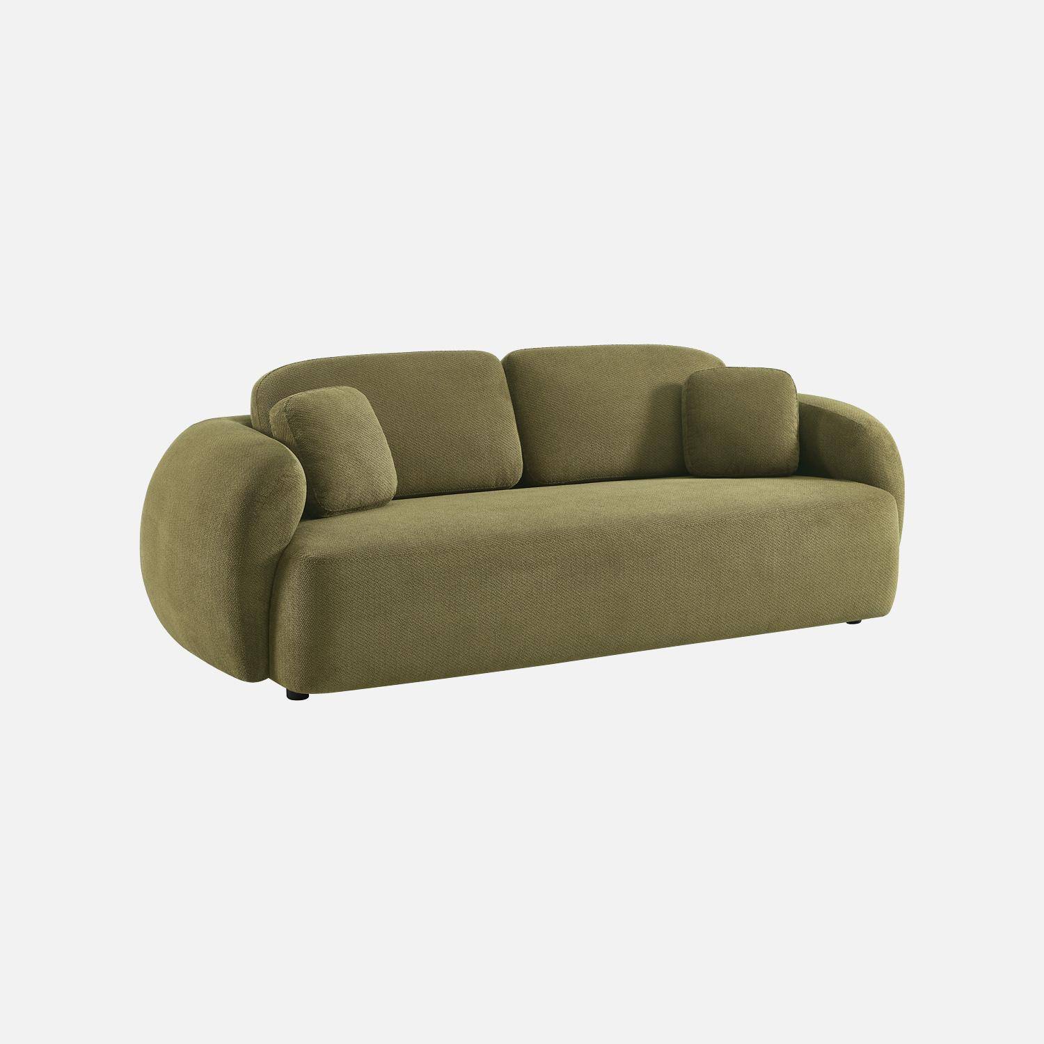 Divano in tessuto chenille, 3 posti Verde kaki - 230x102x81 cm Photo2