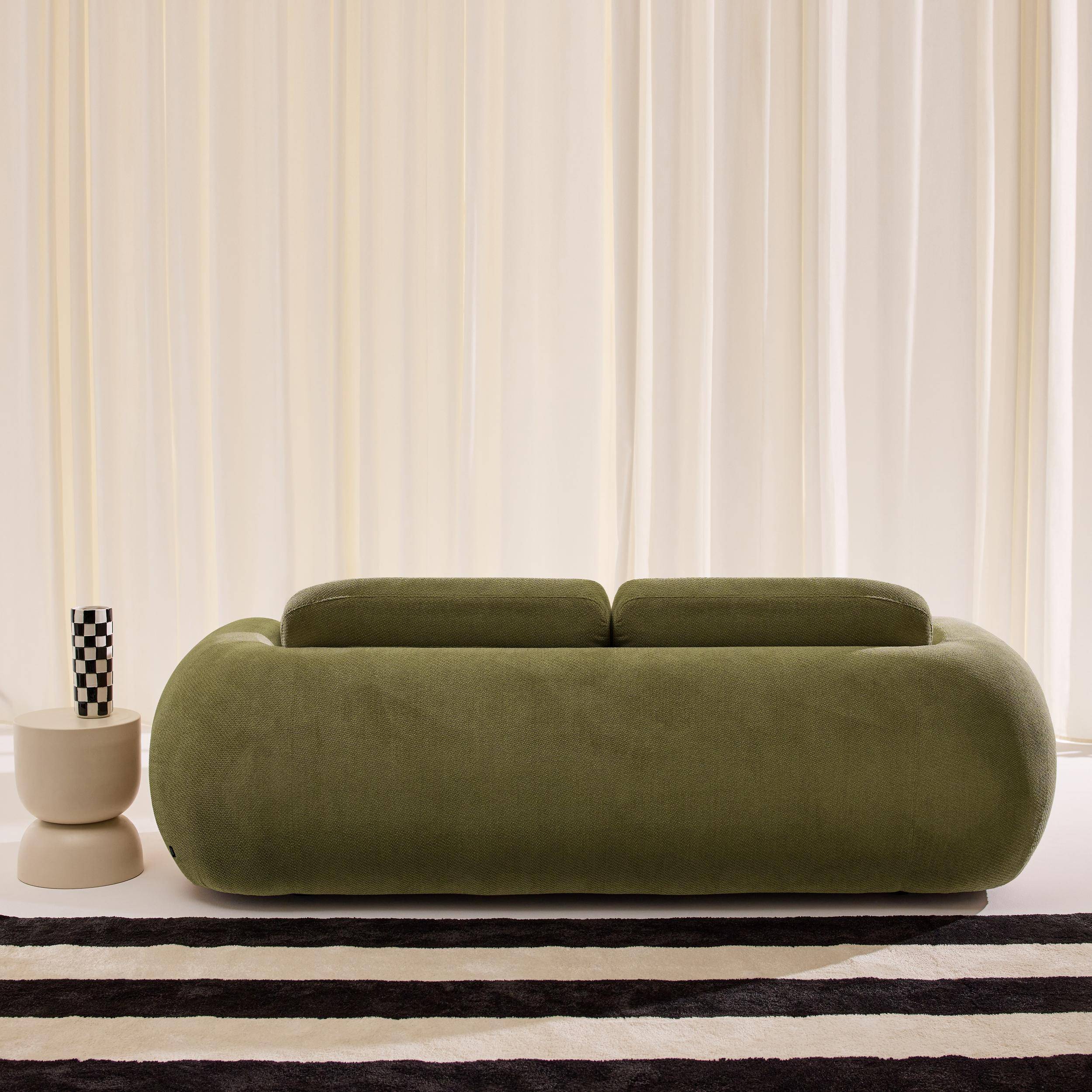 Sofá em tecido chenille, 3 lugares, Cloud, Verde caqui, 230x102x81 cm Photo3
