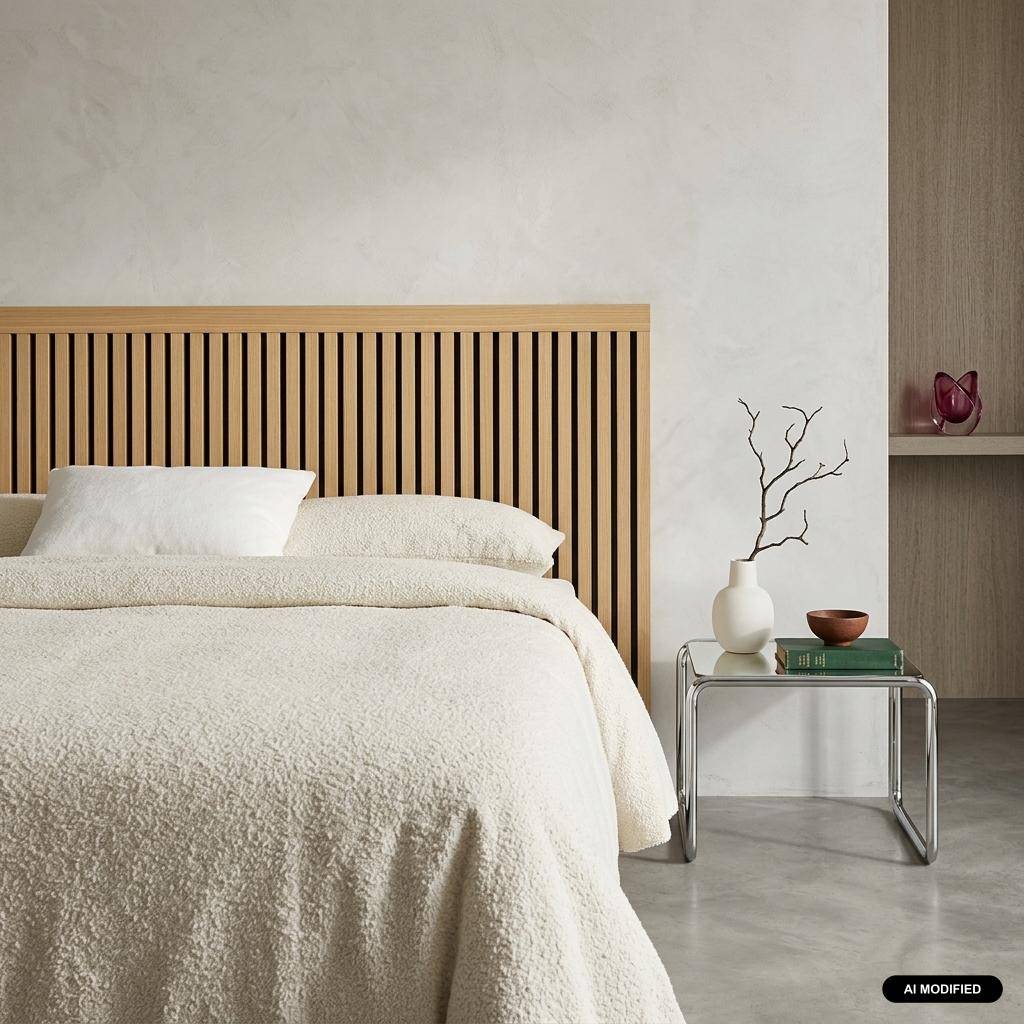 Decoratief hoofdbord houtdecor latten 140cm naturel - Heddo Photo1