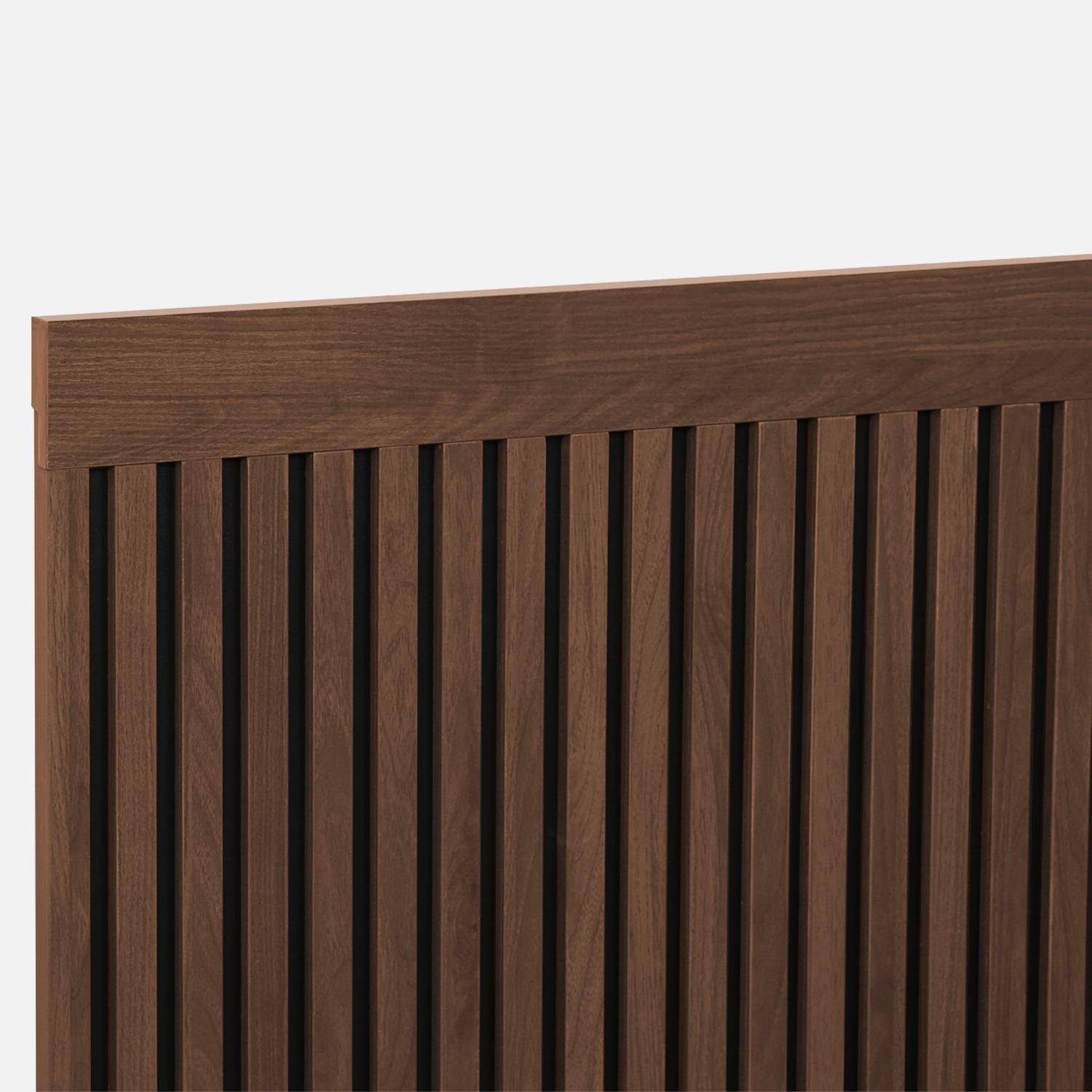 Tête de lit décor bois tasseaux décoratifs 140cm noyer - Heddo Photo3