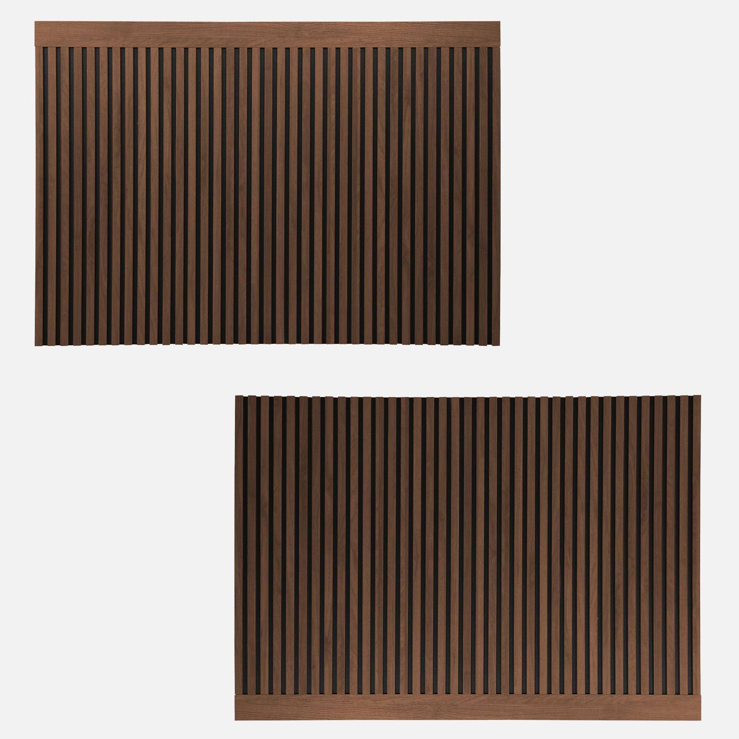 Tête de lit décor bois tasseaux décoratifs 140cm noyer - Heddo Photo2