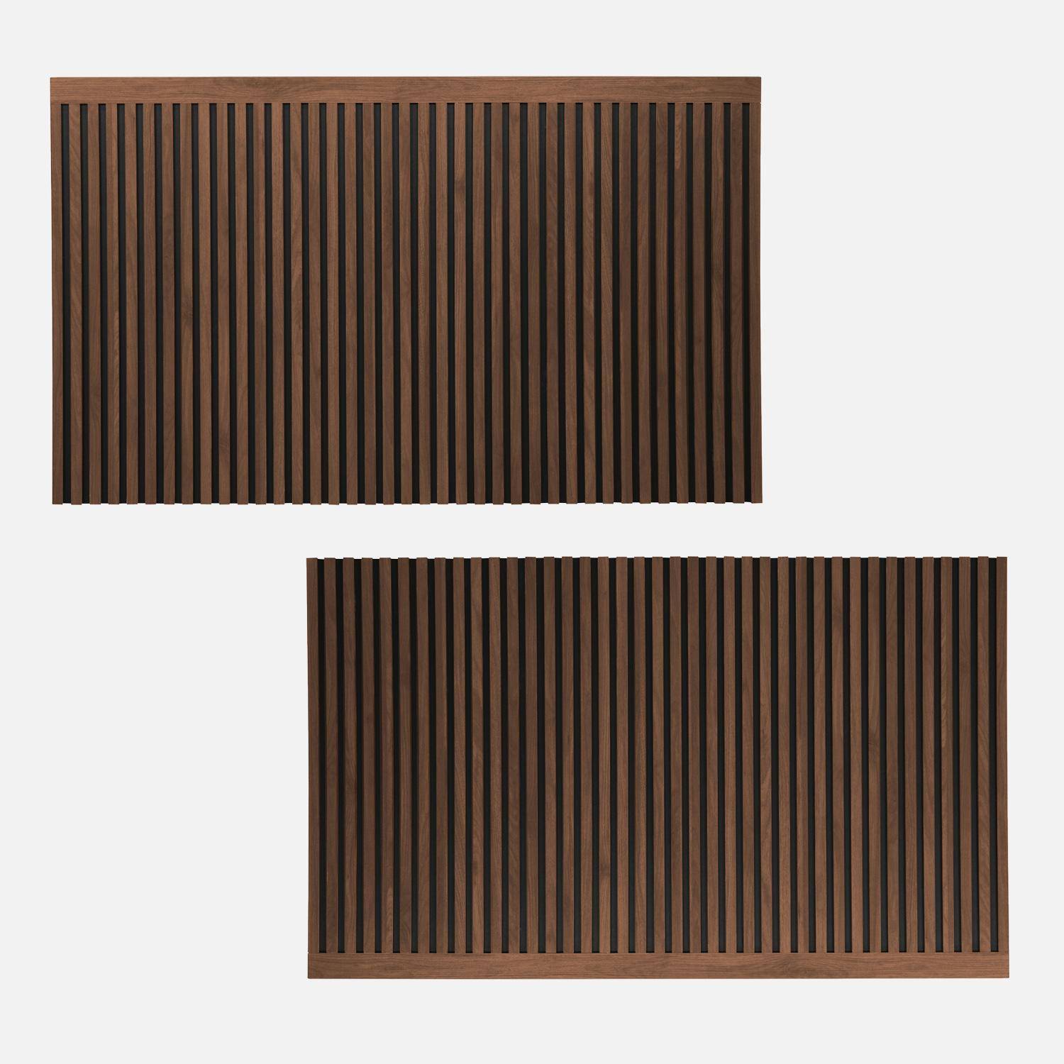 Tête de lit décor bois tasseaux décoratifs 160cm noyer - Heddo Photo2