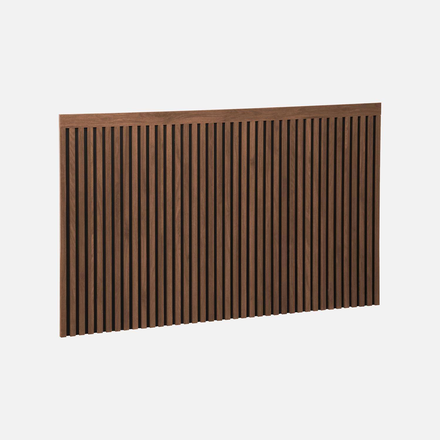 Tête de lit décor bois tasseaux décoratifs 160cm noyer - Heddo Photo1