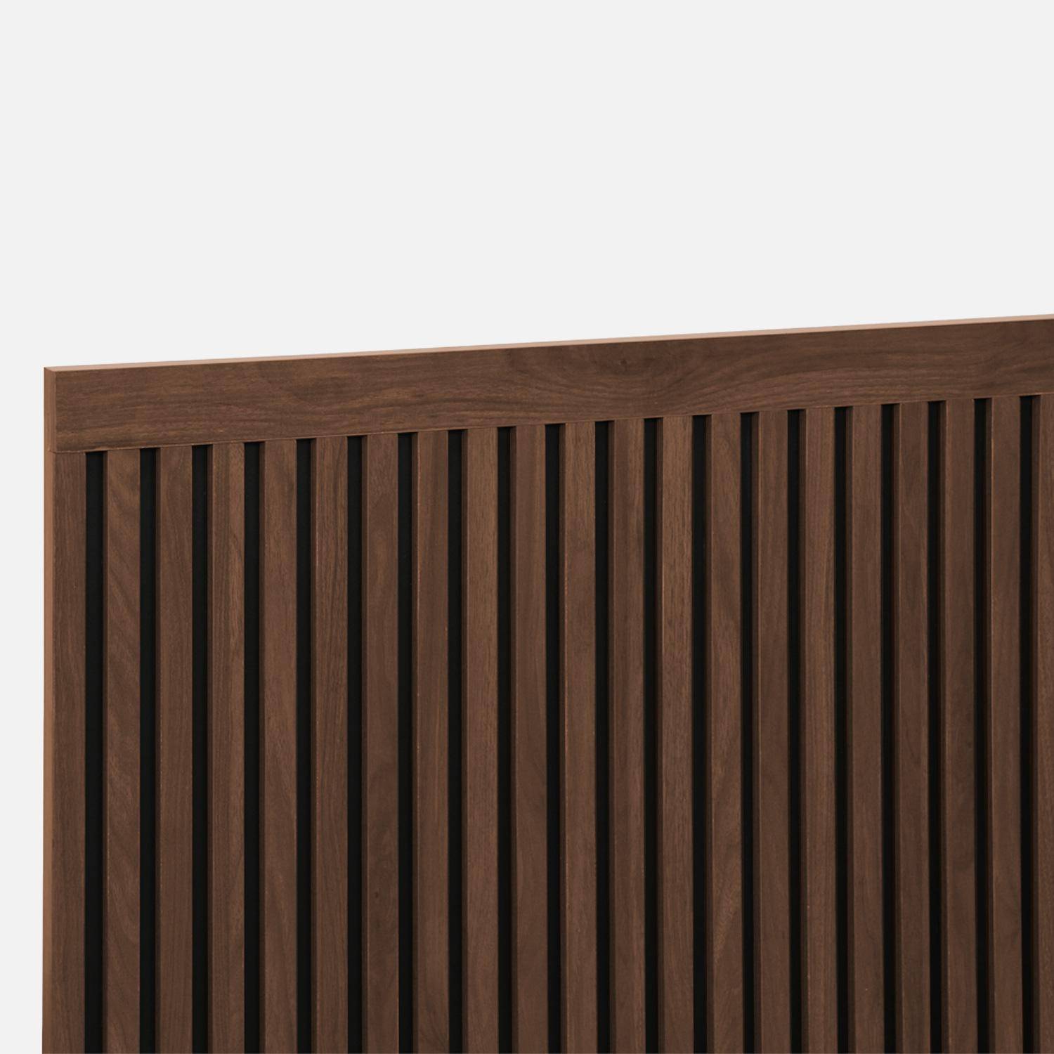 Tête de lit décor bois tasseaux décoratifs 160cm noyer - Heddo Photo3