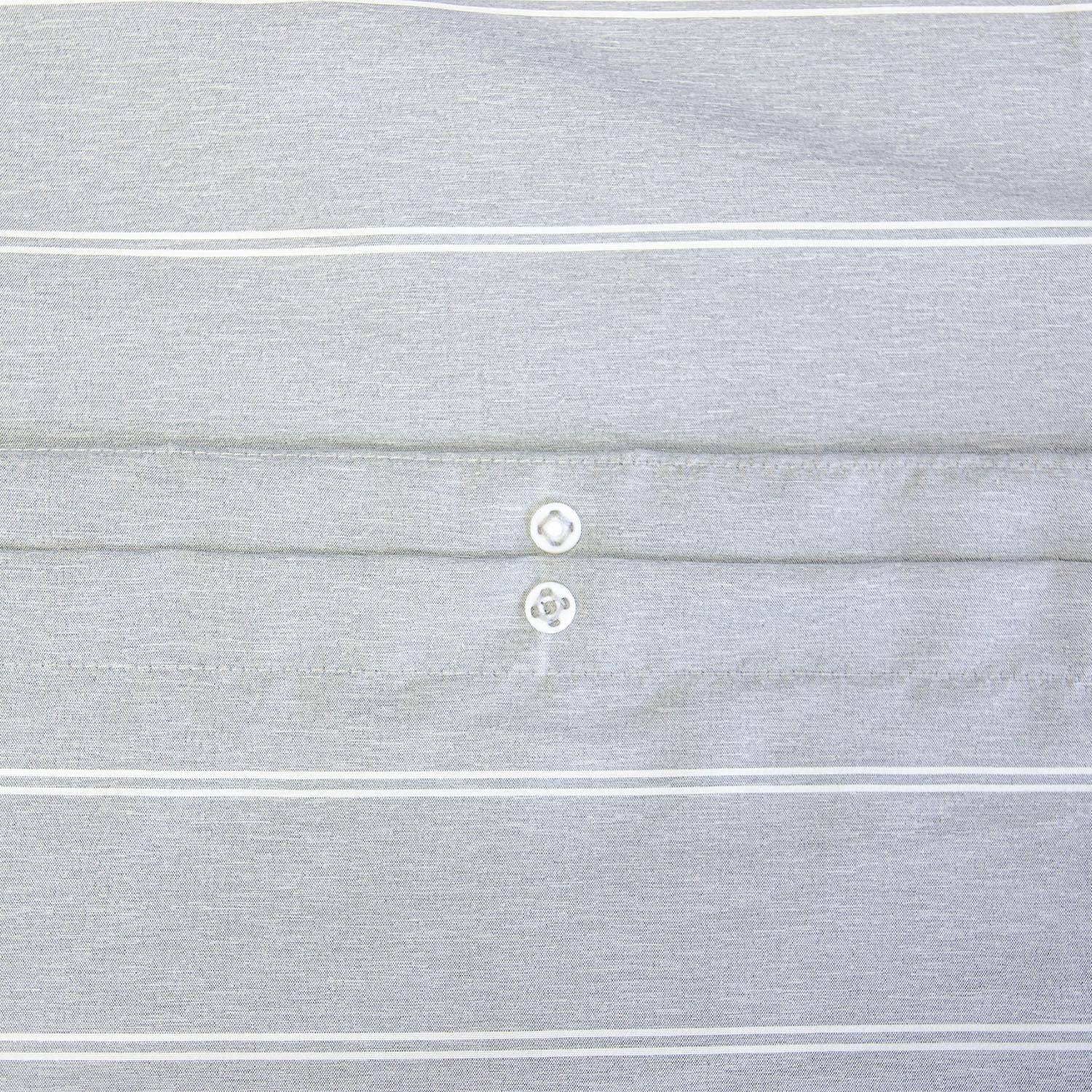 Juego de cama de microfibra lavada 2 plazas rayas gris - 260x240x5 cm Photo3