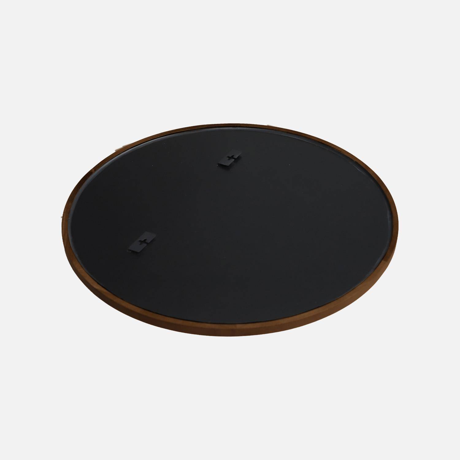 Miroir rond bois d'hévéa Ø60cm noyer - Ivy Photo3