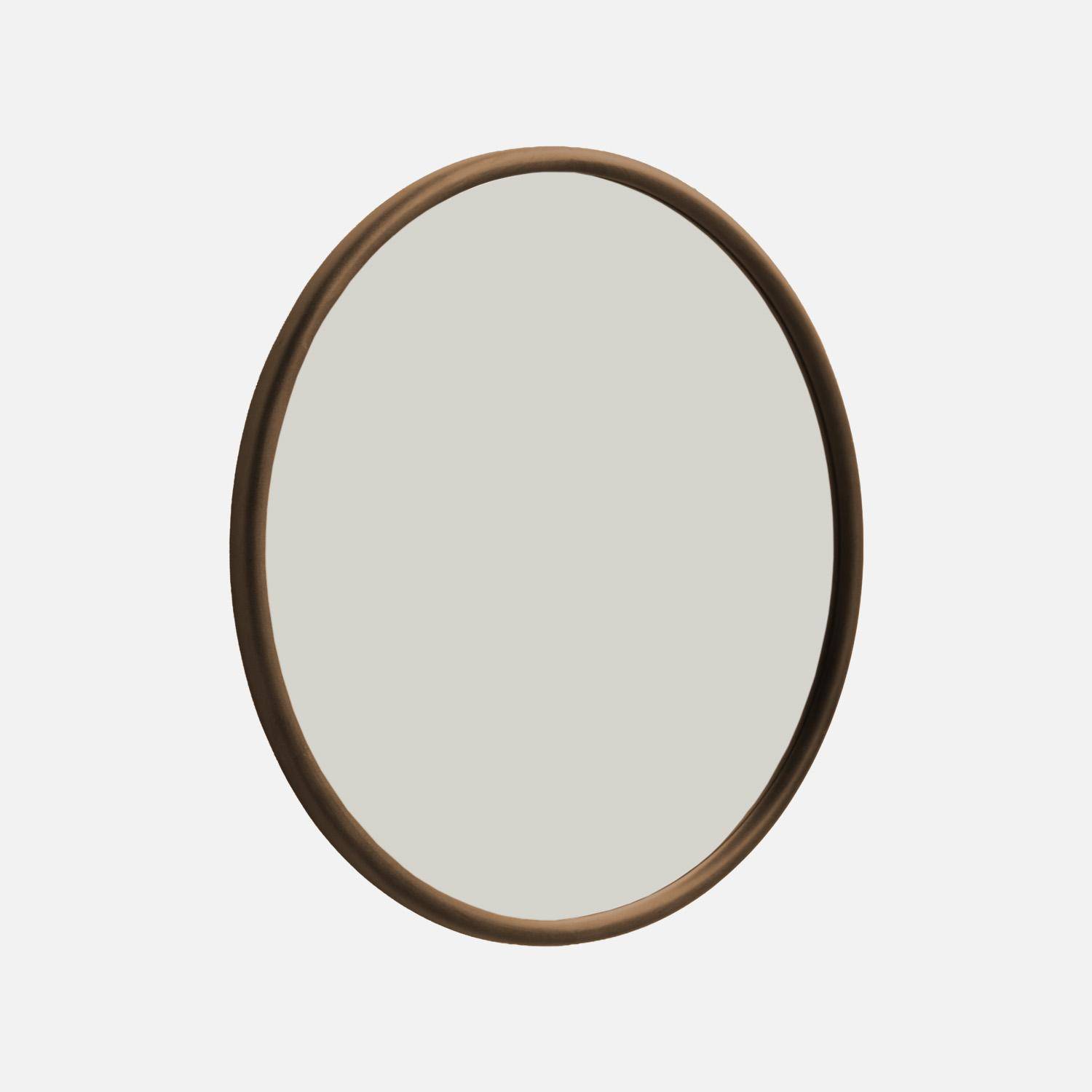 Miroir rond bois d'hévéa Ø60cm noyer - Ivy Photo1