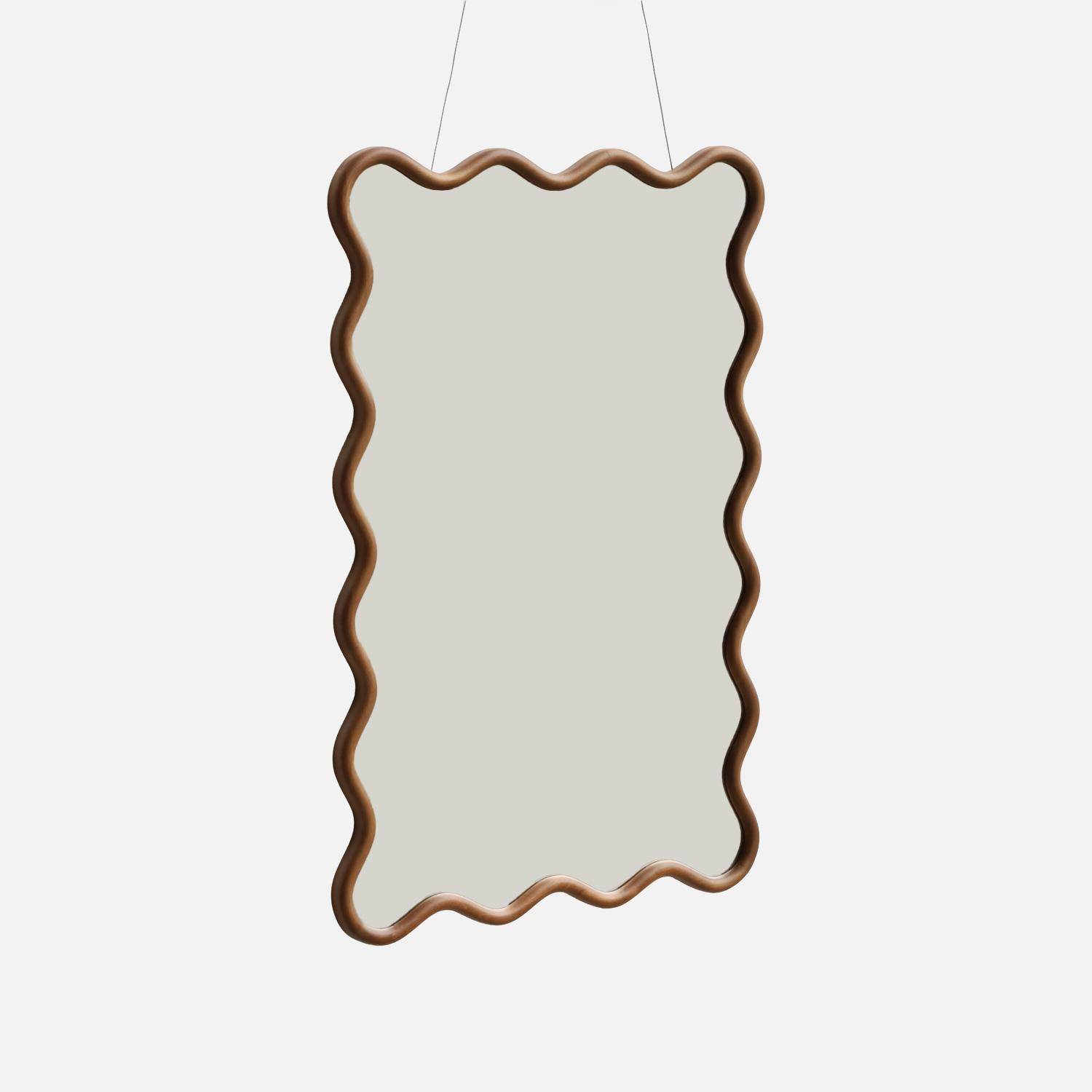 Miroir organique bois d'hévéa 92,5cm noyer - Ruby Photo1