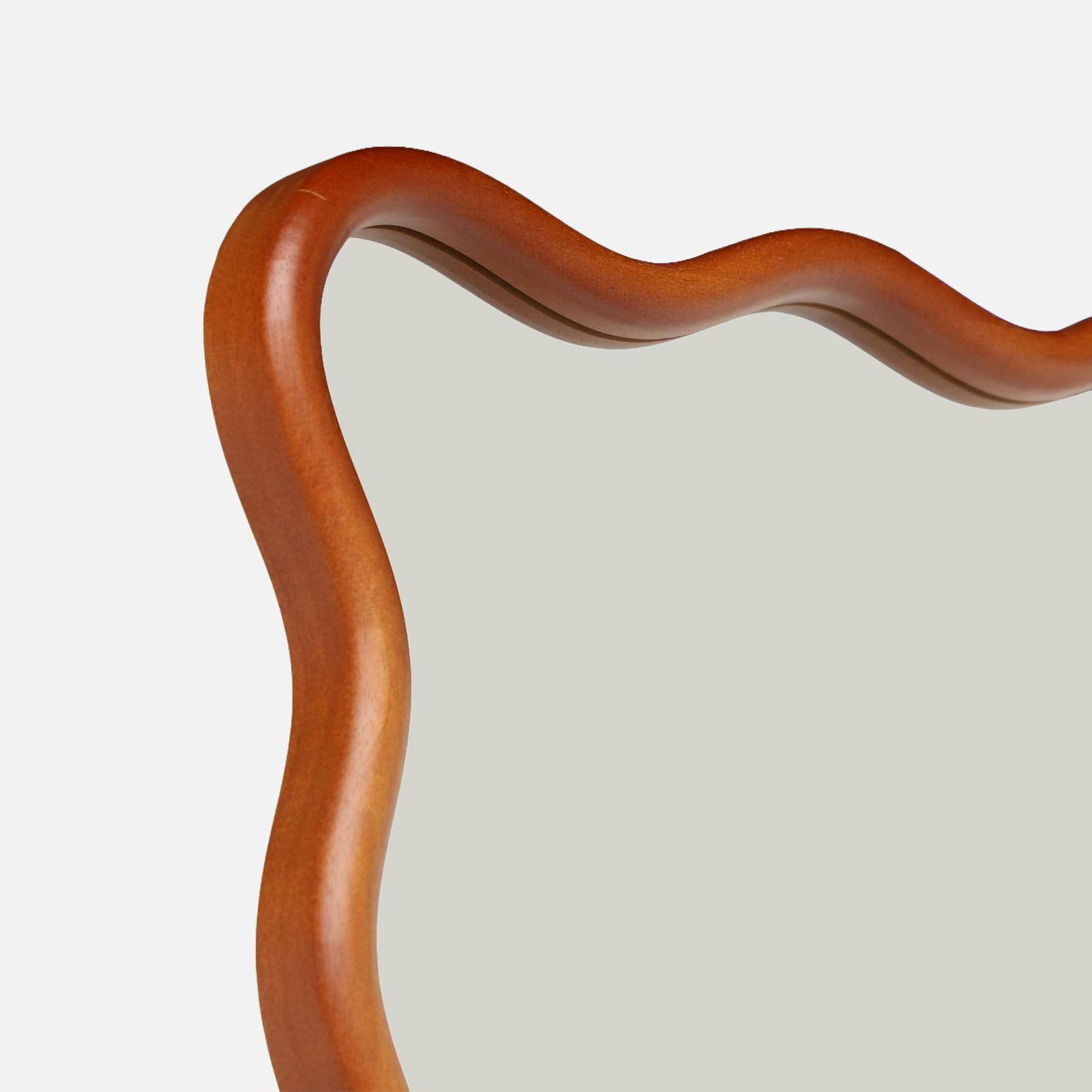 Miroir sur pied organique bois d'hévéa pied en acier 172cm noyer - Cauline Photo2