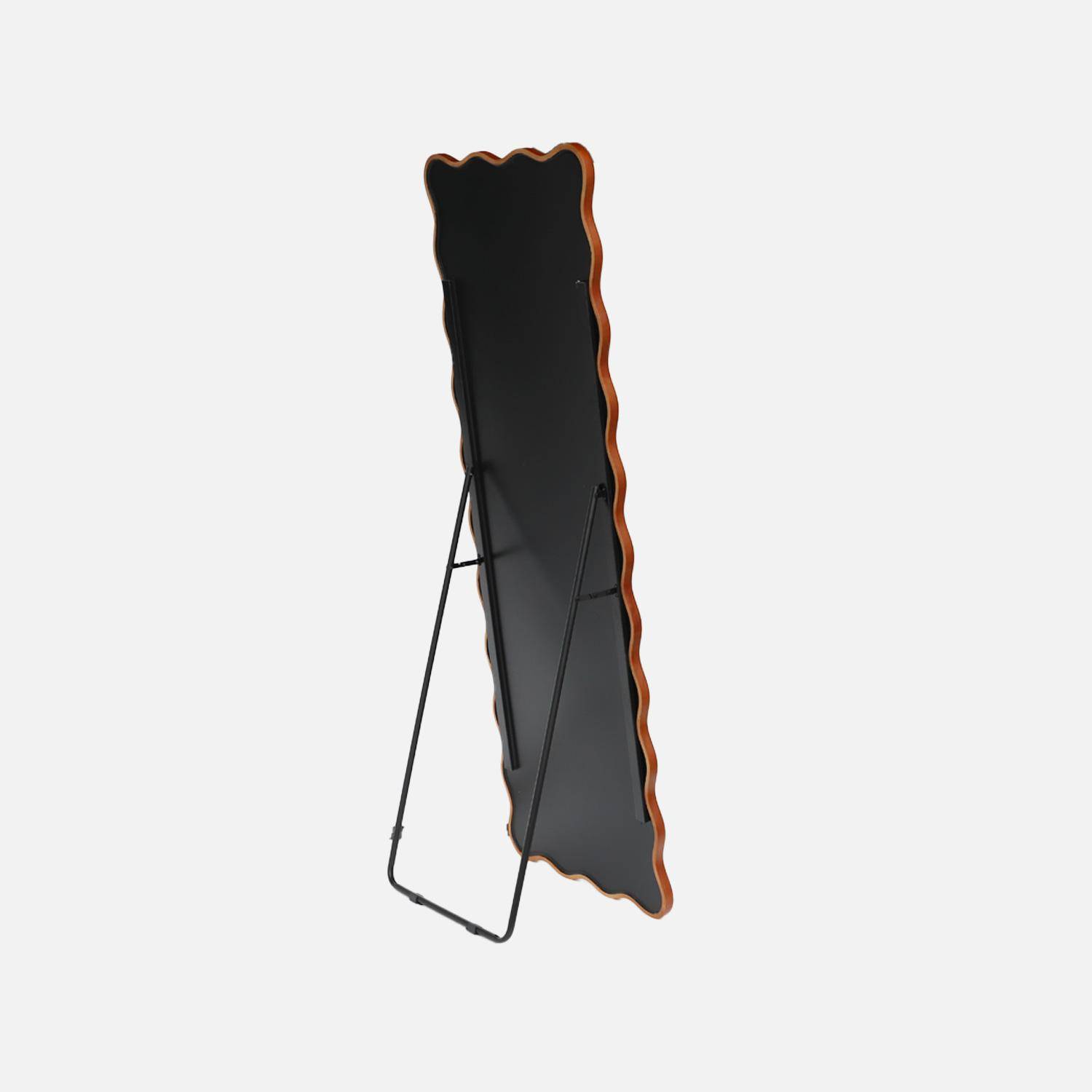Miroir sur pied organique bois d'hévéa pied en acier 172cm noyer - Cauline Photo3