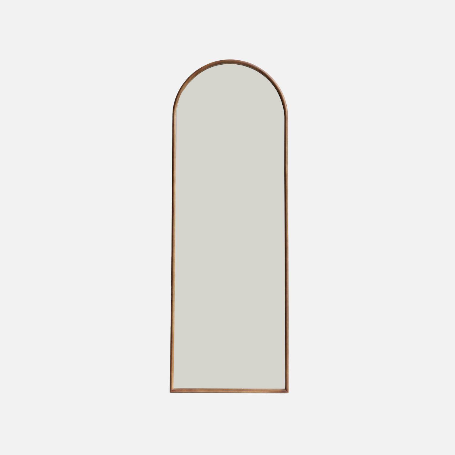Specchio da terra ad arco in legno di hevea con base in acciaio, 170 cm Noce - 170x60x3 cm Photo2