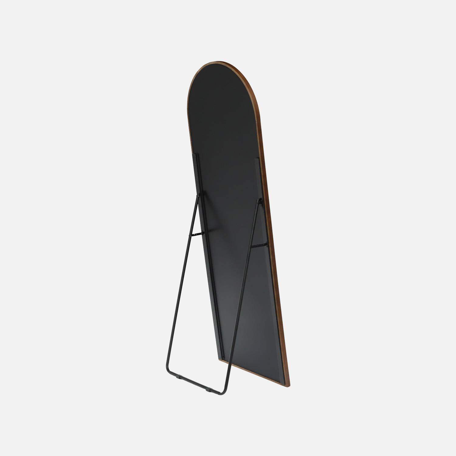 Specchio da terra ad arco in legno di hevea con base in acciaio, 170 cm Noce - 170x60x3 cm,sweeek,Photo4