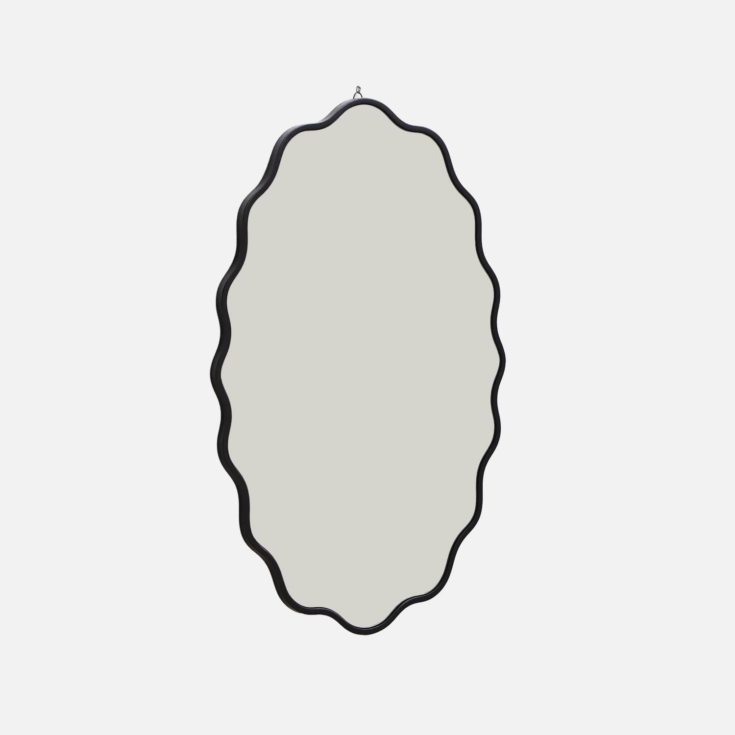 Miroir organique décor bois 90cm noir - Bruno Photo2