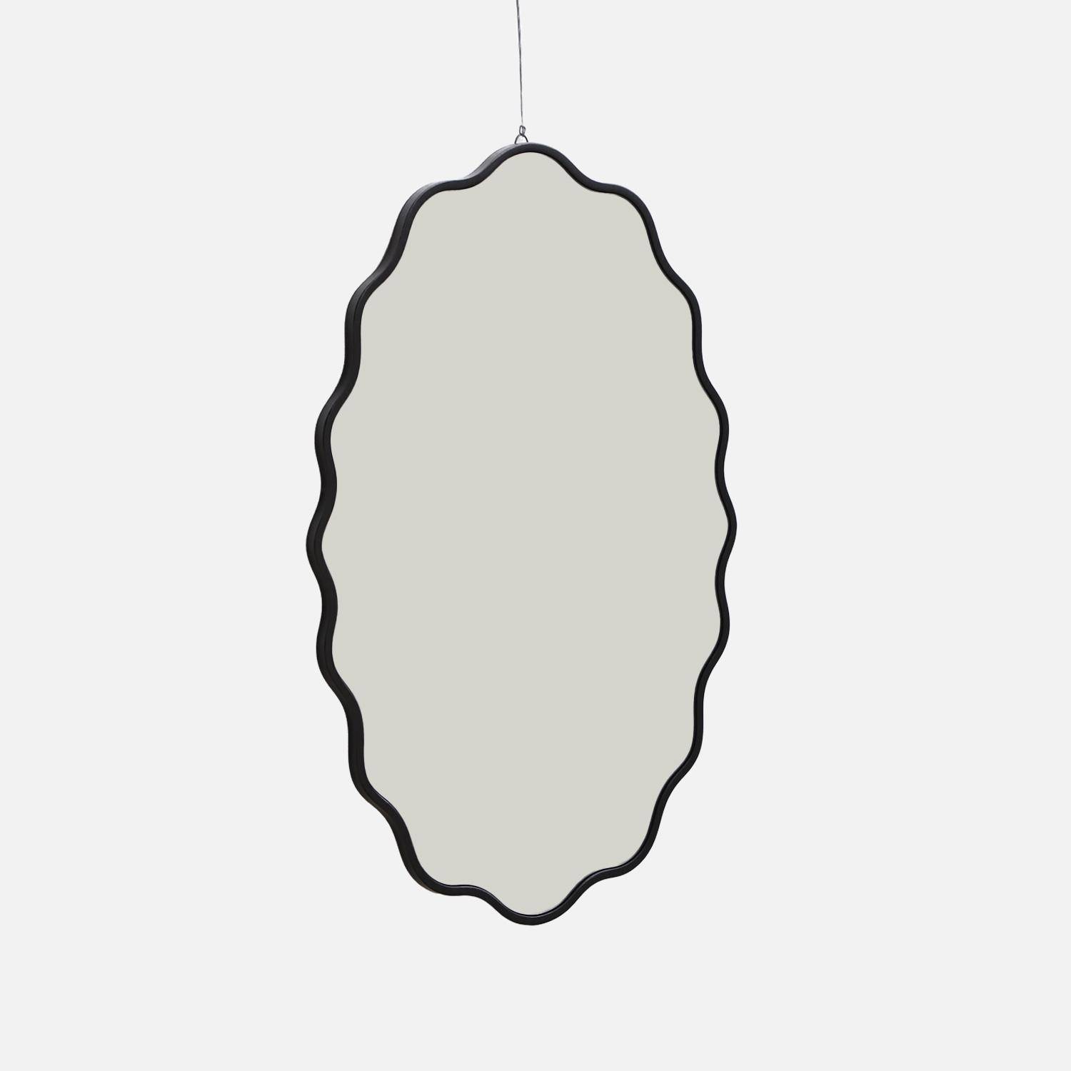Miroir organique décor bois 90cm noir - Bruno Photo2