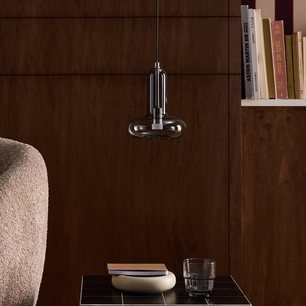 Lámpara colgante de interior LED, interior de cristal, Ø15cm, Negro