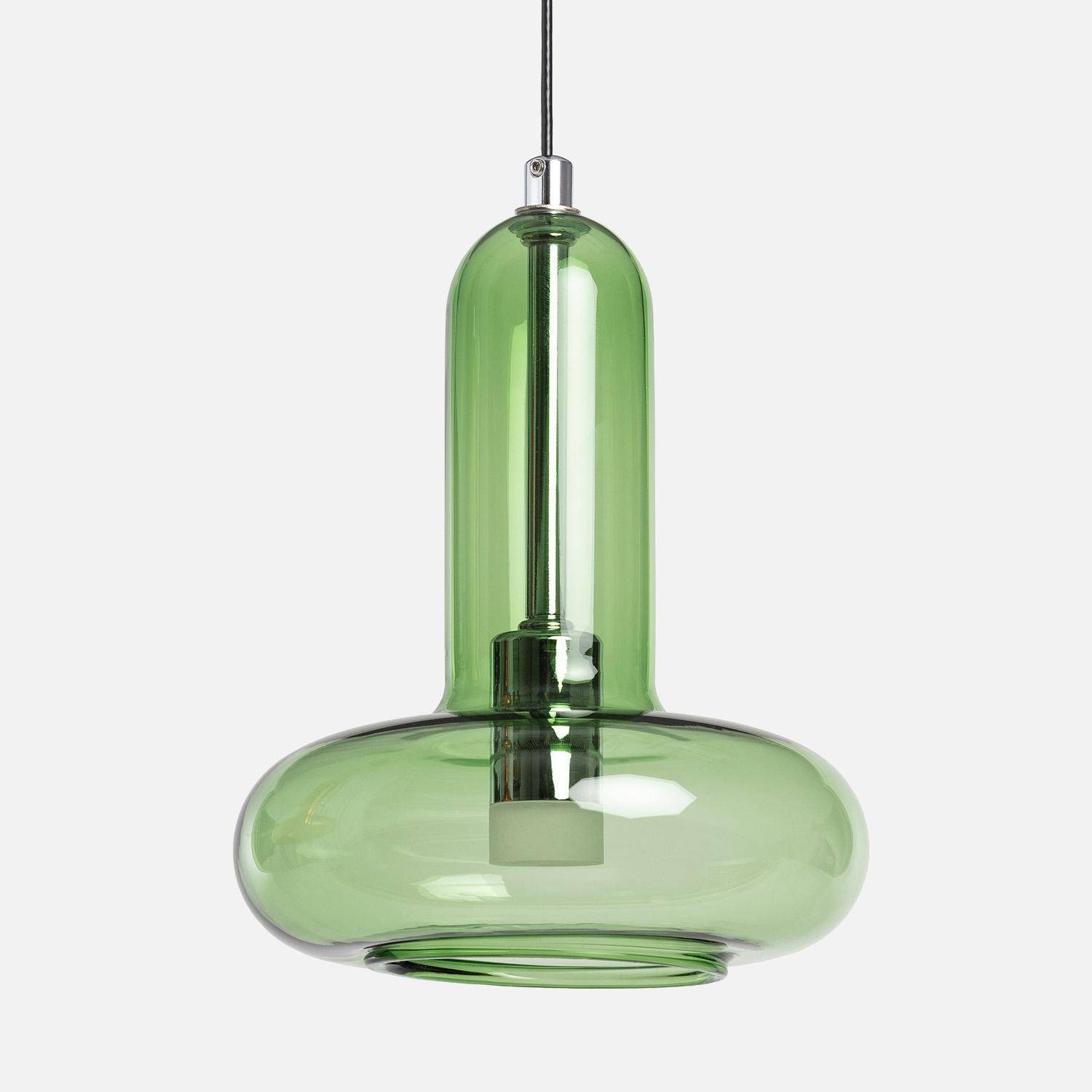Suspensión interior de vidrio, Ø15cm Verde - 15x15x19.6 cm Photo1