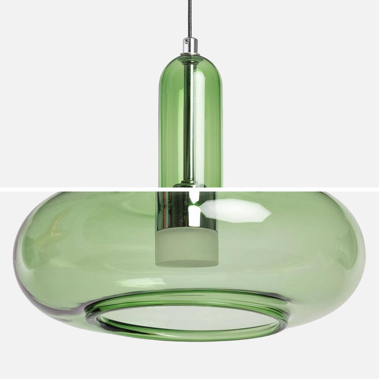 Suspensión interior de vidrio, Ø15cm Verde - 15x15x19.6 cm Photo2