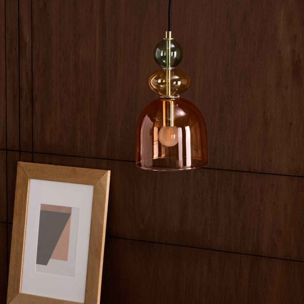 Lampada a sospensione in vetro, Ø15cm, Rosso