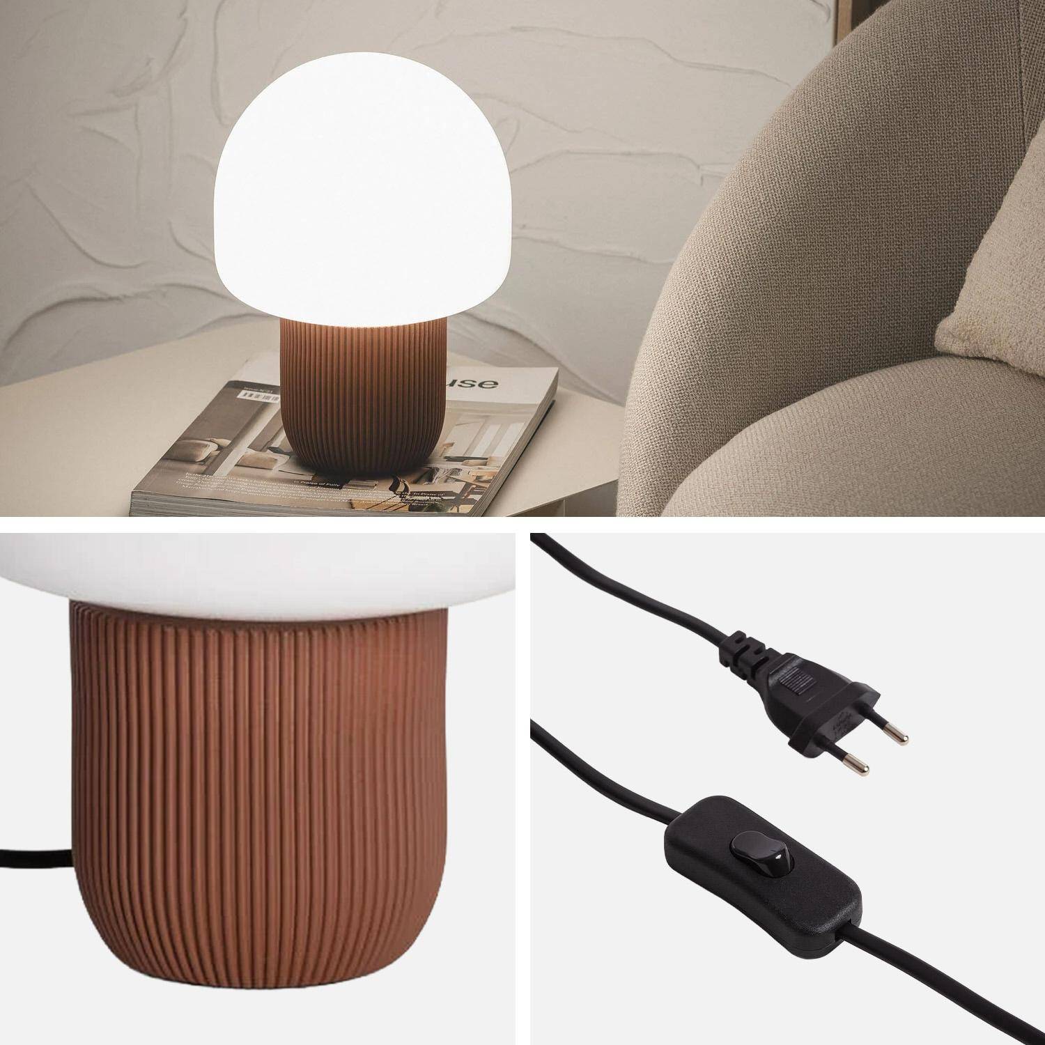 Lampada da tavolo da interno in resina e PVC, Ø18cm Marrone - 18x18x25.2 cm,sweeek,Photo3