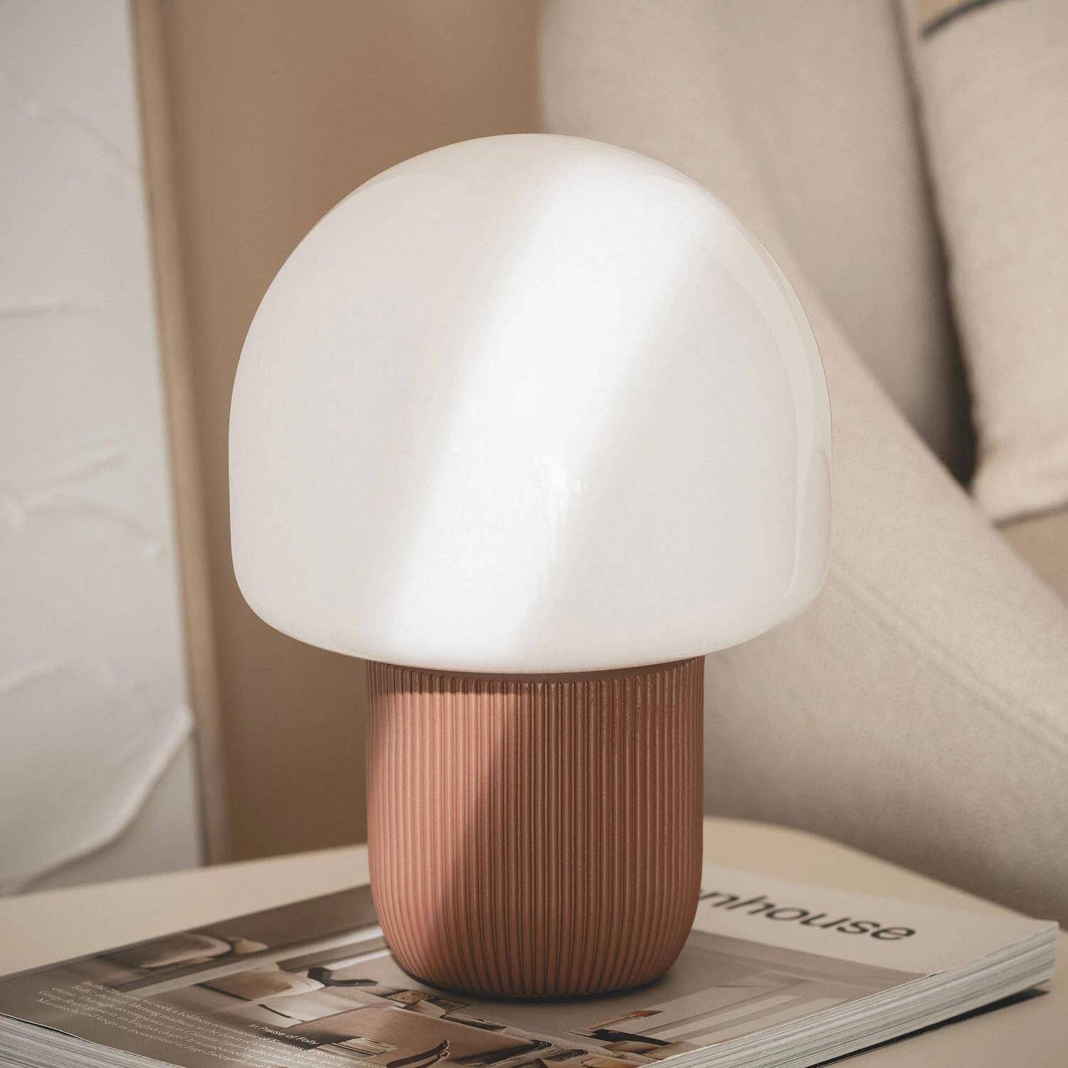 Lampada da tavolo da interno in resina e PVC, Ø18cm Marrone - 18x18x25.2 cm Photo2