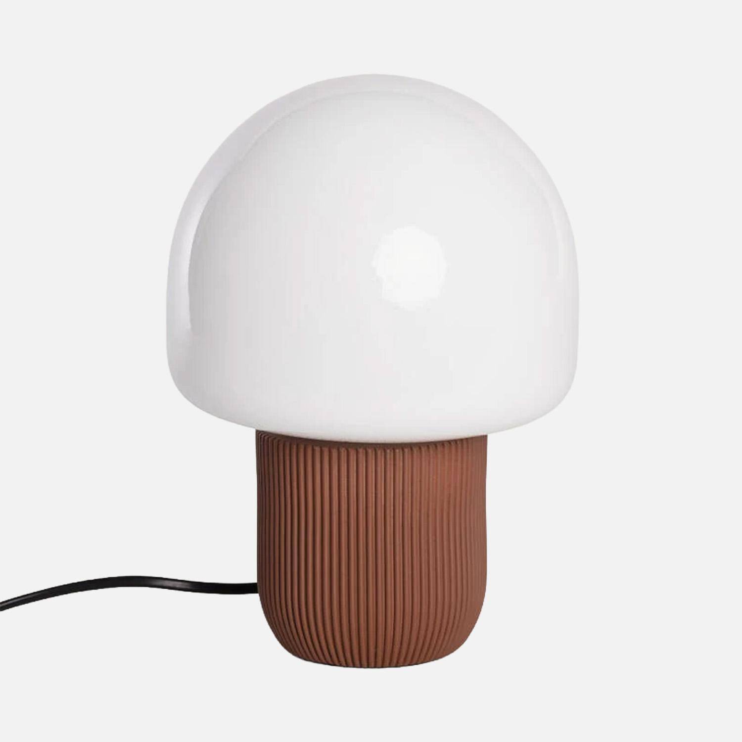 Lampada da tavolo da interno in resina e PVC, Ø18cm Marrone - 18x18x25.2 cm Photo1