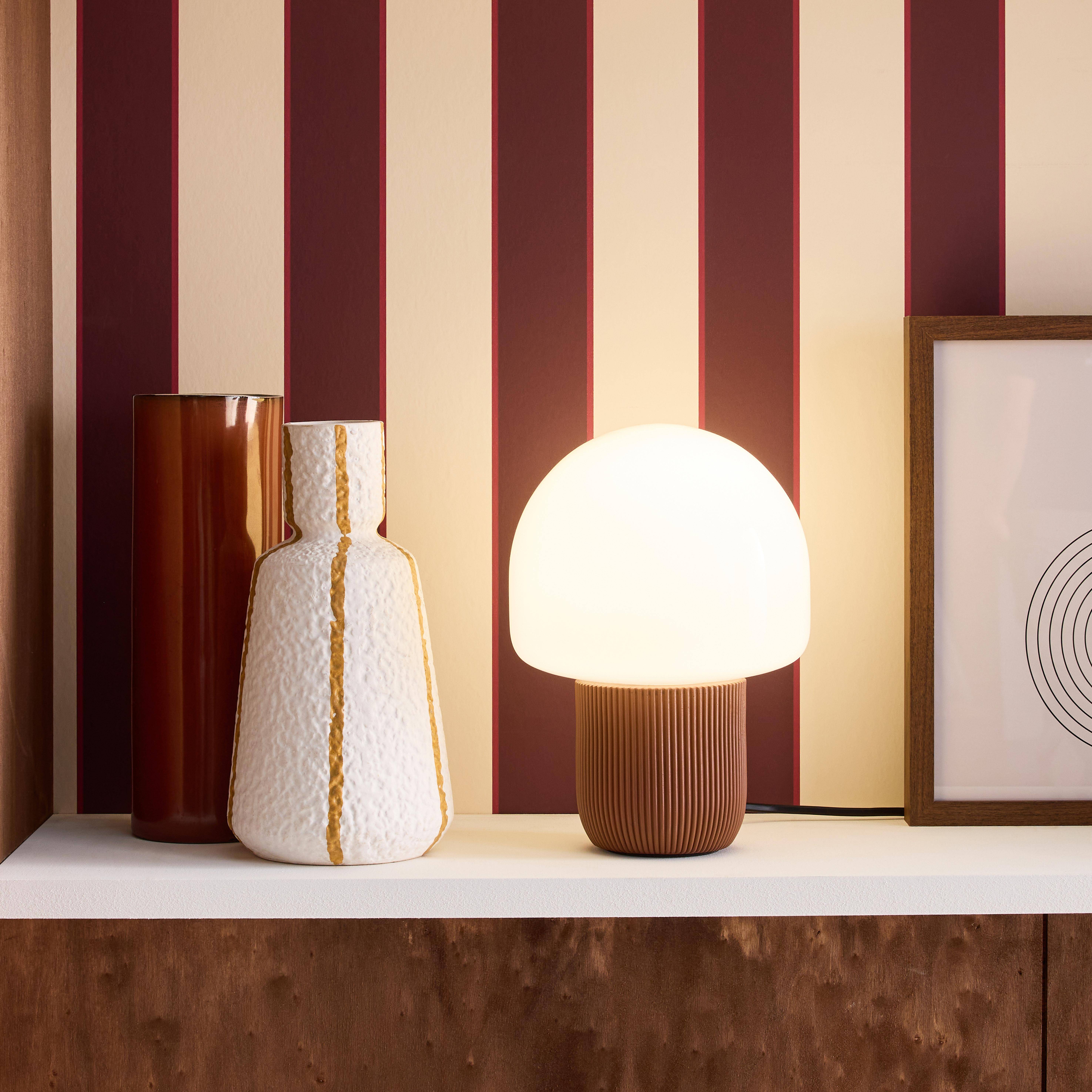 Lampada da tavolo da interno in resina e PVC, Ø18cm Marrone - 18x18x25.2 cm Photo2