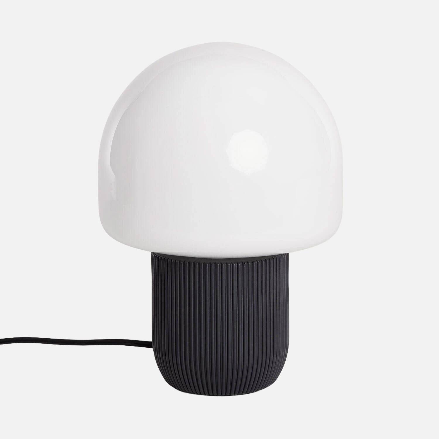 Lampada da tavolo da interno in resina e PVC, Ø18cm Nero - 18x18x25.2 cm Photo1